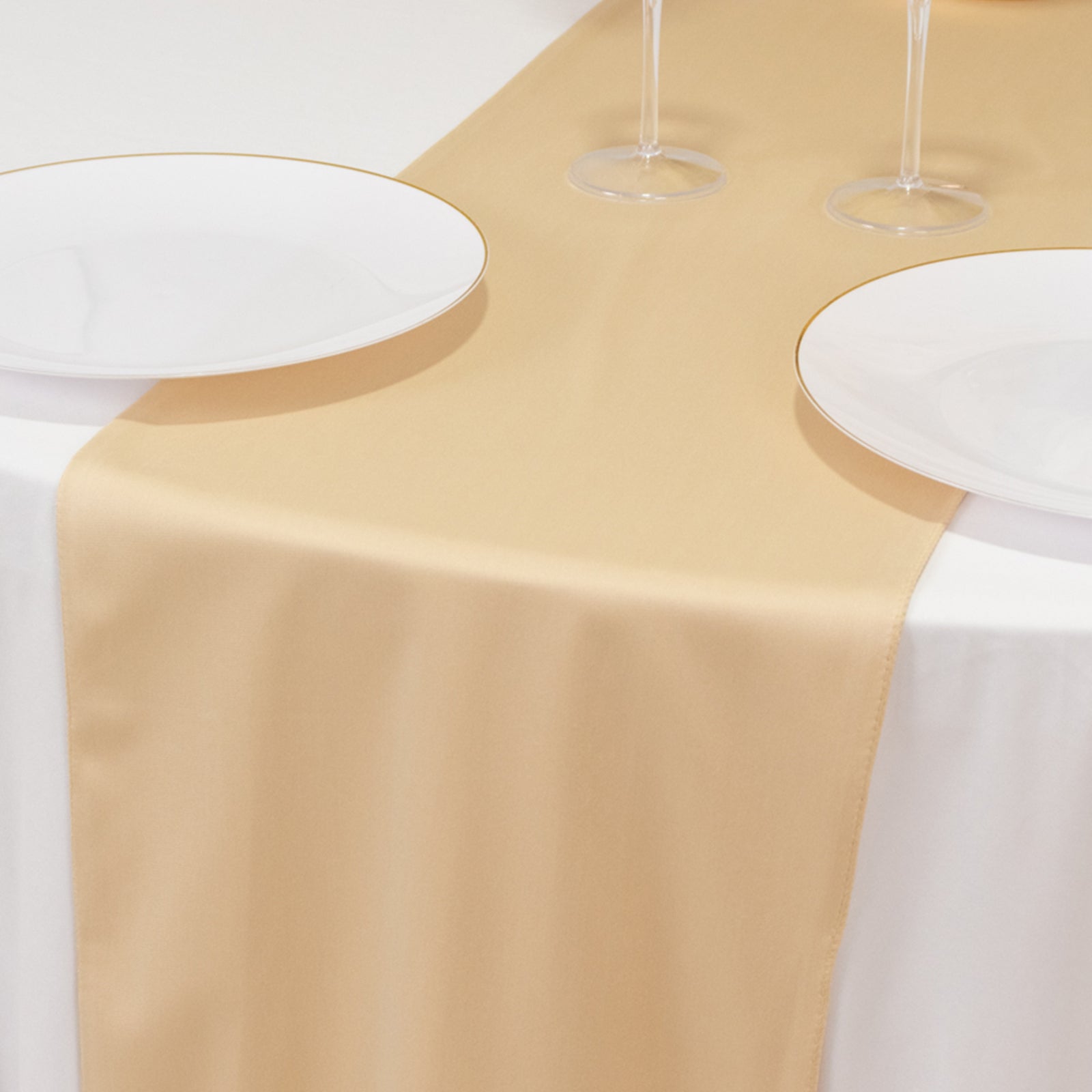 Premium Scuba Polyester 12x108 Table Runner Beige - Wrinkle-Free Table Linen