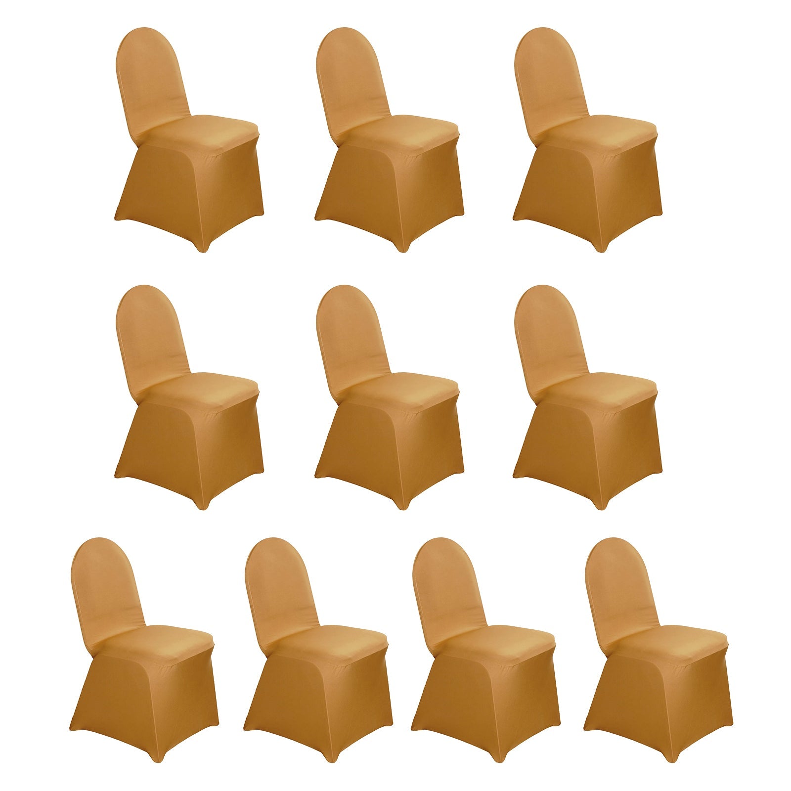 10 Pack Spandex Chair Covers for Banquet Chairs Gold - Durable Reusable Stretch Slip-On Covers for Gatherings