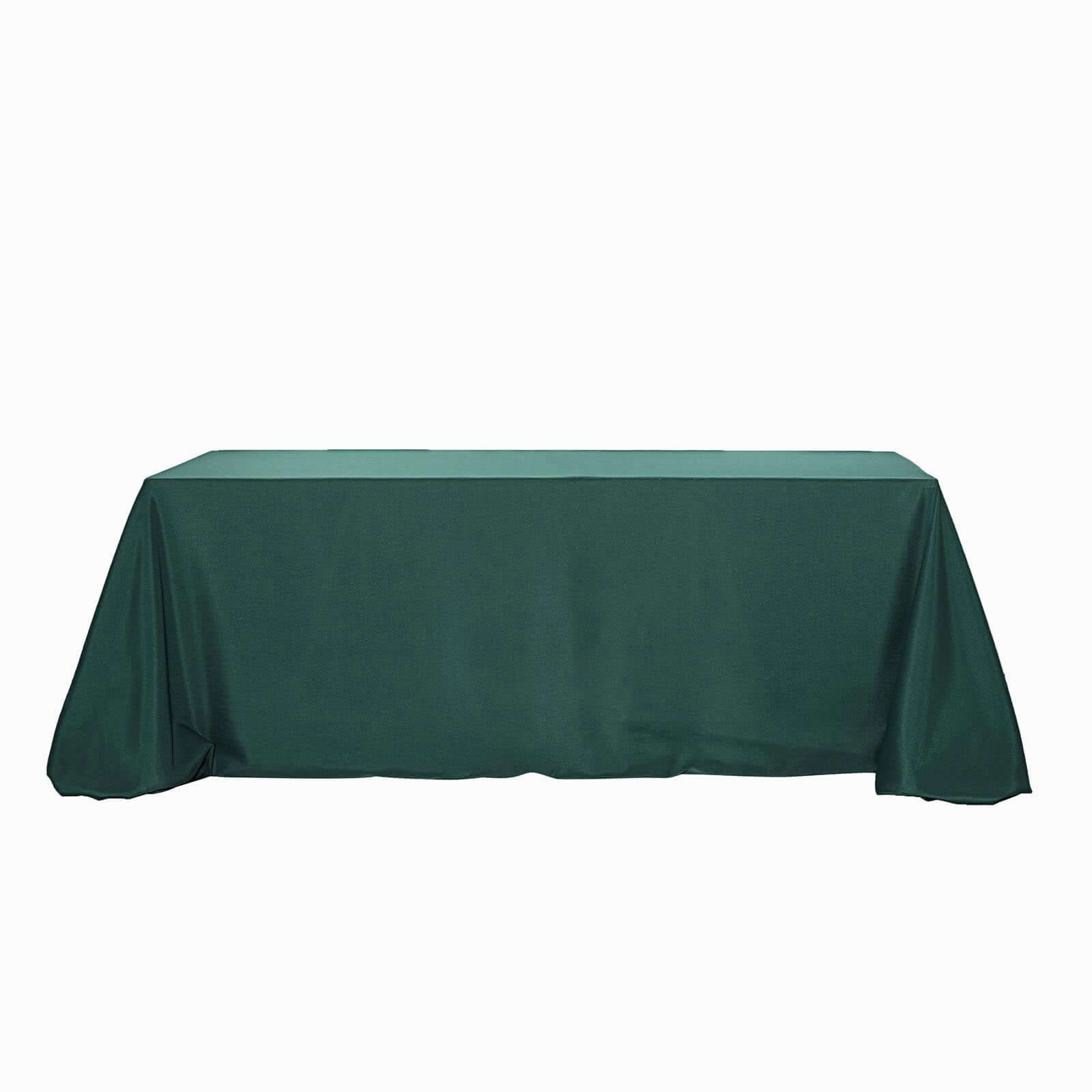 Polyester 90x132 Rectangle Tablecloth Hunter Emerald Green - Seamless Wrinkle-Resistant Table Cover