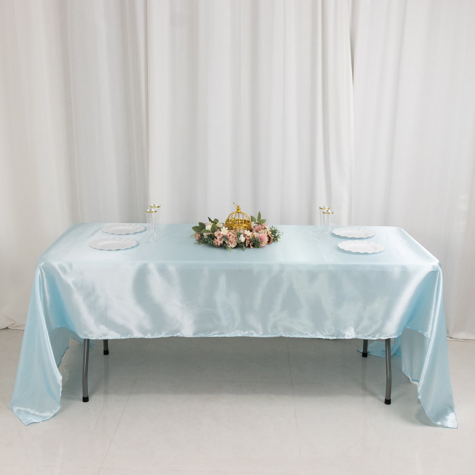 Satin Rectangular 60x126 Tablecloth Light Blue - Smooth and Lustrous Table Cover