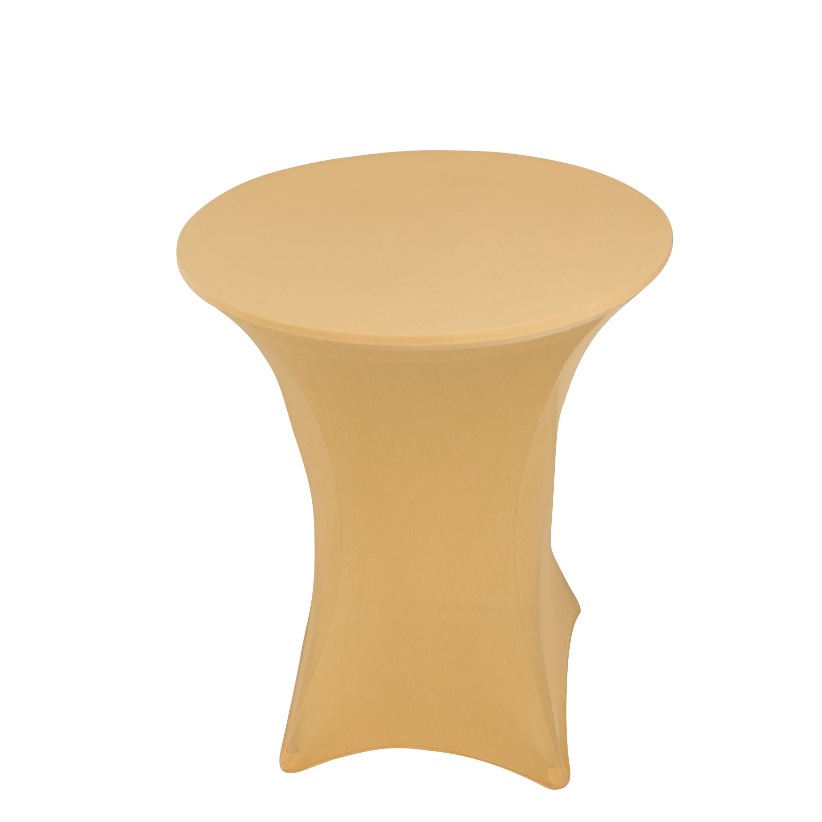 Spandex 33-36 Round Cocktail Table Cover Champagne - Easy to Maintain Stretch Fitted Highboy Tablecloth