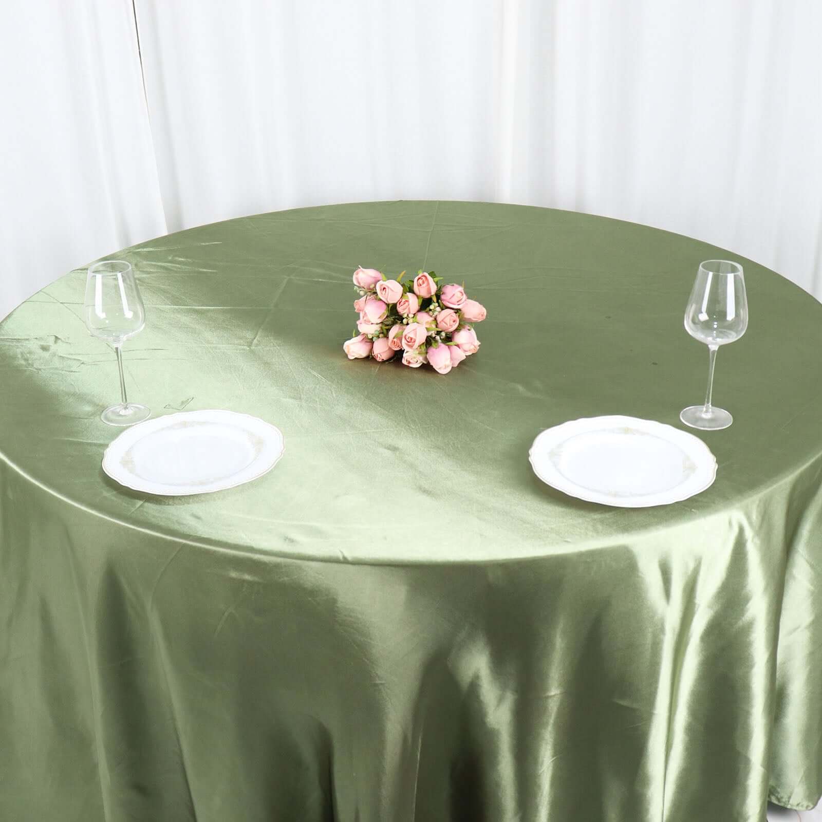 Satin 120 Round Tablecloth Dusty Sage Green - Stylish Seamless Table Cover