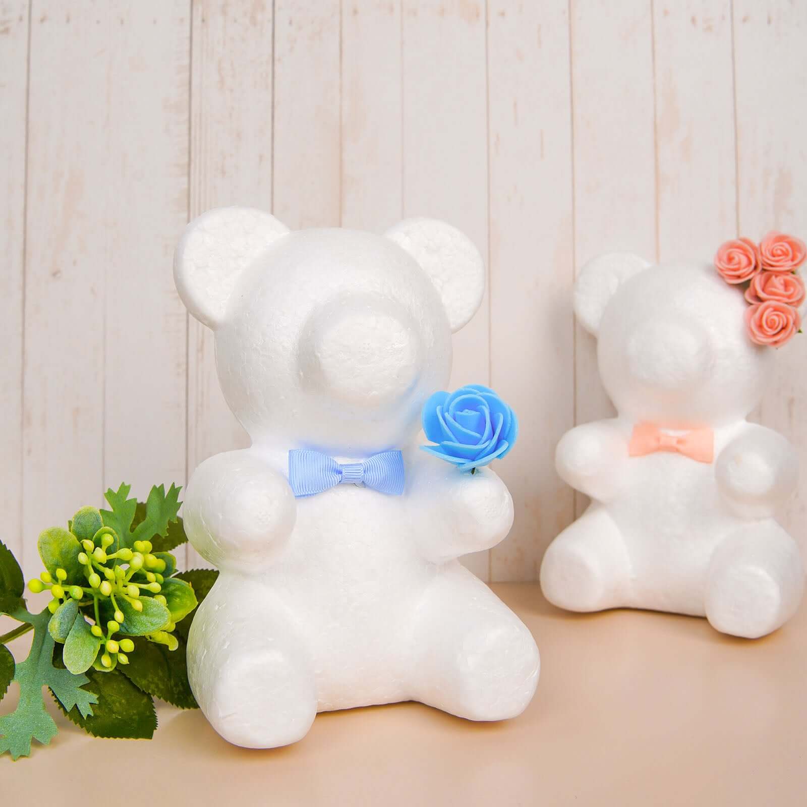 2 Pack 7 DIY White 3D Modeling StyroFoam Bears, Polystyrene Craft Foam Animals