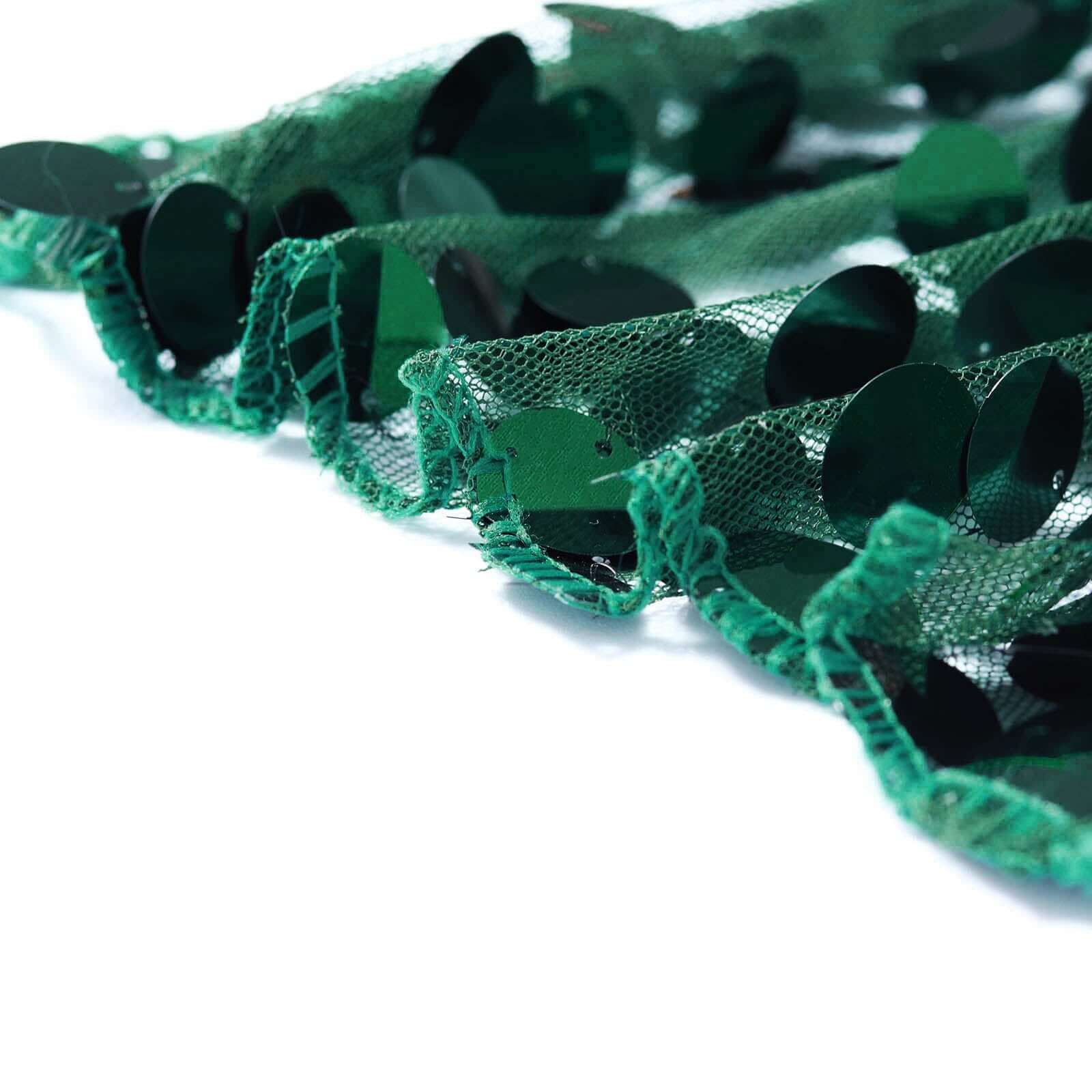 54x4 Yards Hunter Emerald Green Big Payette Sequin Fabric Roll, Mesh Sequin DIY Craft Fabric Bolt