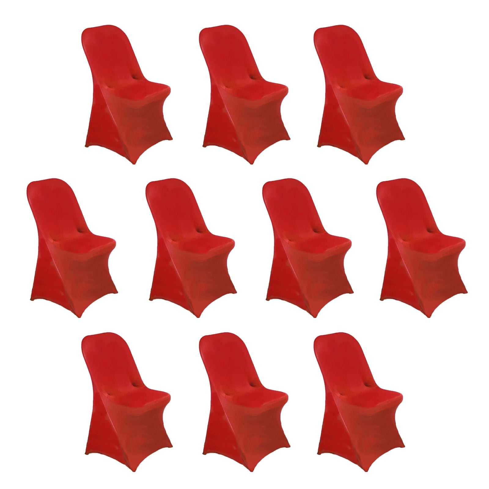 10 Pack Stretch Spandex Chair Covers Red for Folding Chairs - Durable 160GSM Fitted Slipcovers