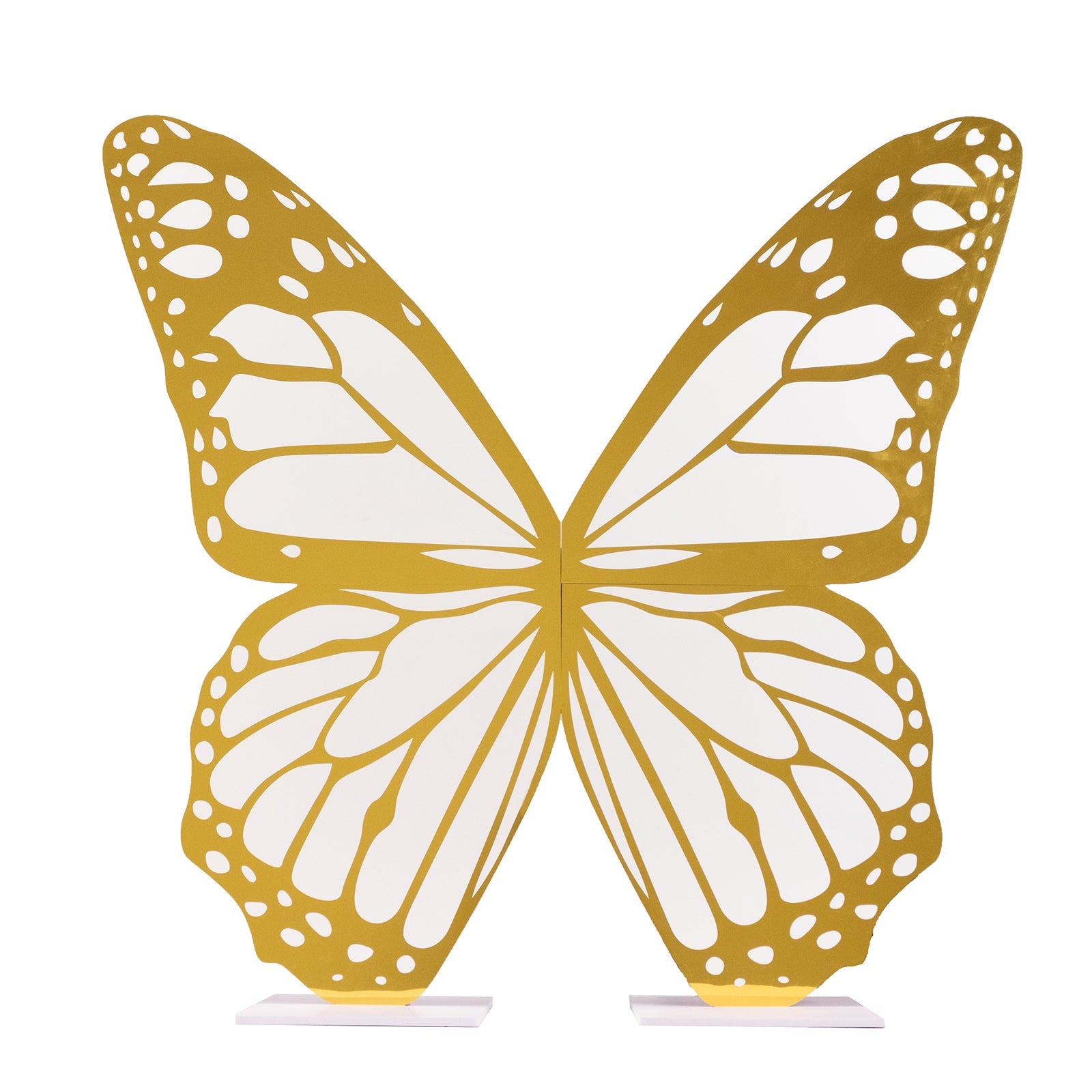 3ft Large Butterfly Party Props Decor, White and Gold Butterfly Foamboard Stand