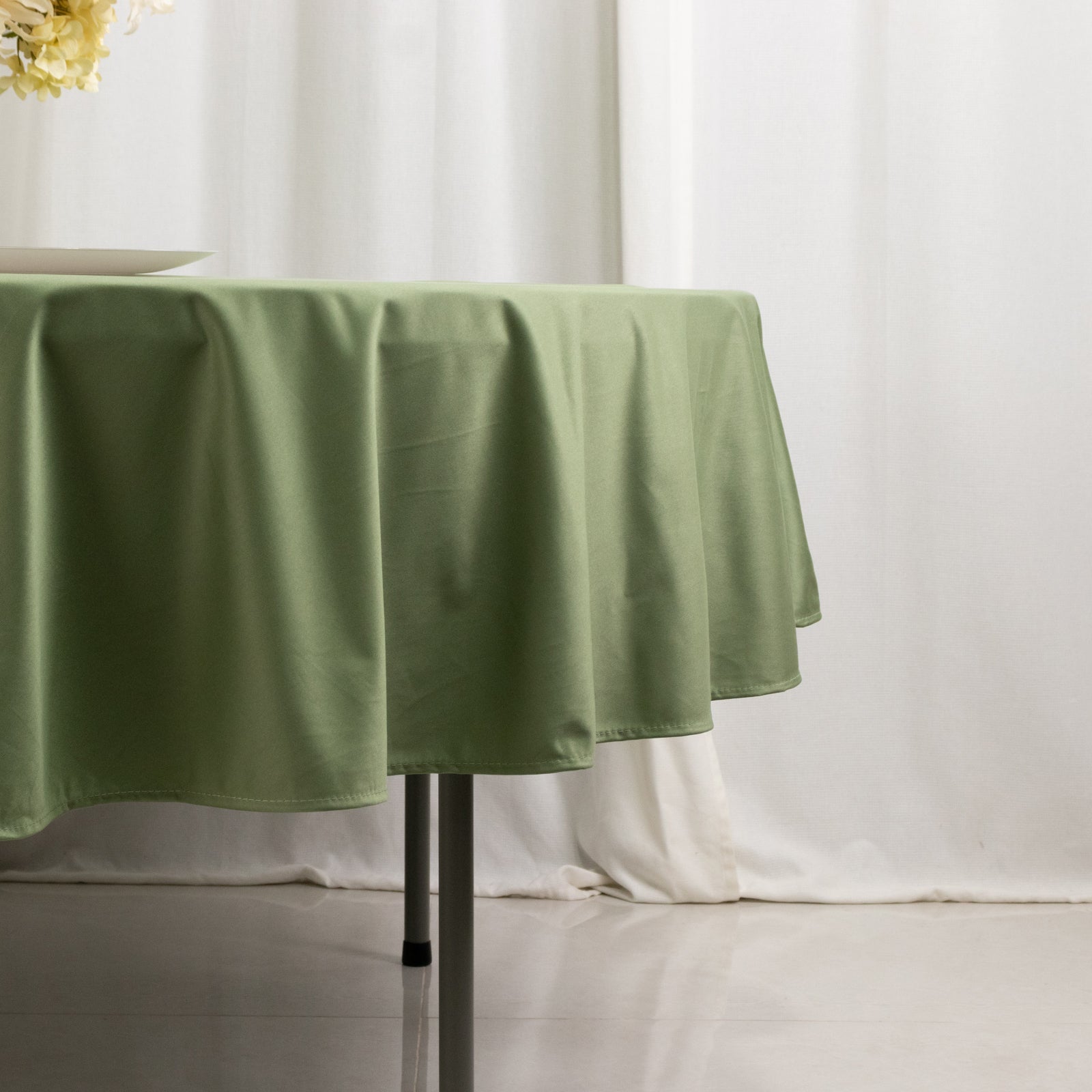 Premium Scuba Round 90 Tablecloth Dusty Sage Green - Wrinkle Free & Stain Resistant Table Cover