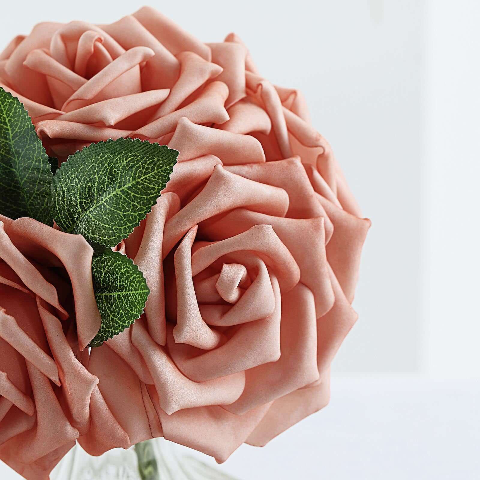 24 Roses 5 Dusty Rose Artificial Foam Flowers With Stem Wire and Leaves