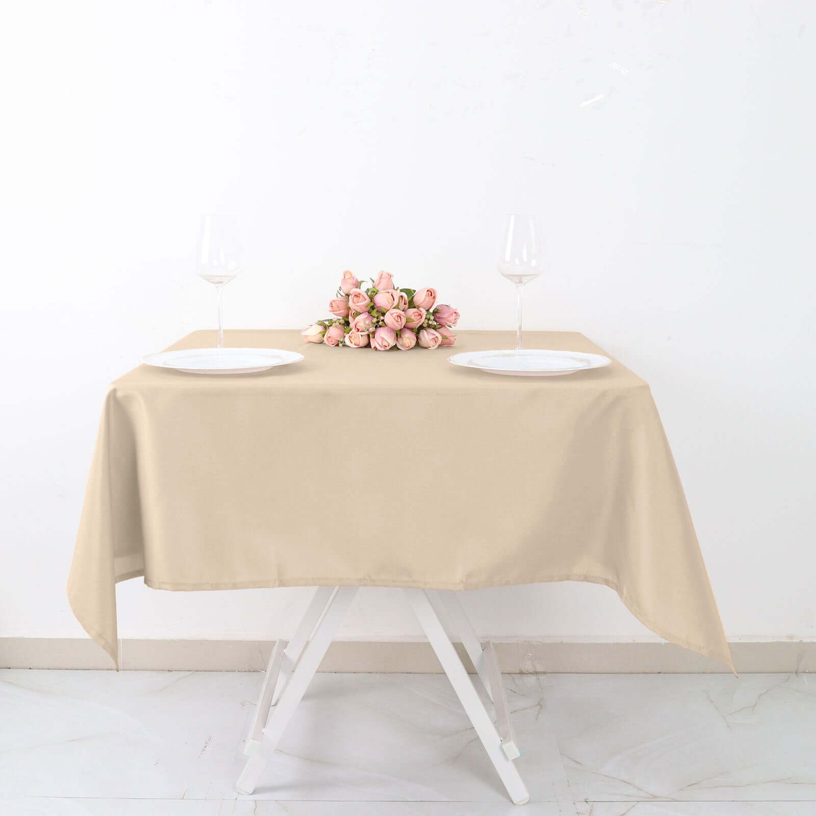 Polyester Square 54x54 Tablecloth Nude - Wrinkle-Resistant & Durable Table Cover