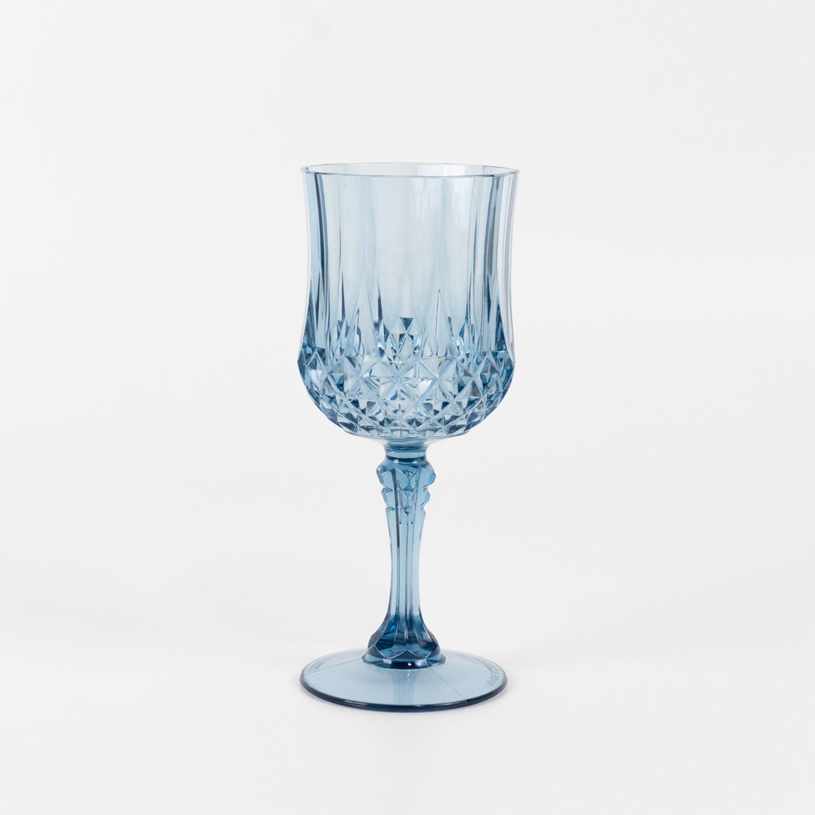 6-Pack Plastic Cocktail Goblets Dusty Blue Transparent Crystal Cut - Shatterproof Drinkware 8oz