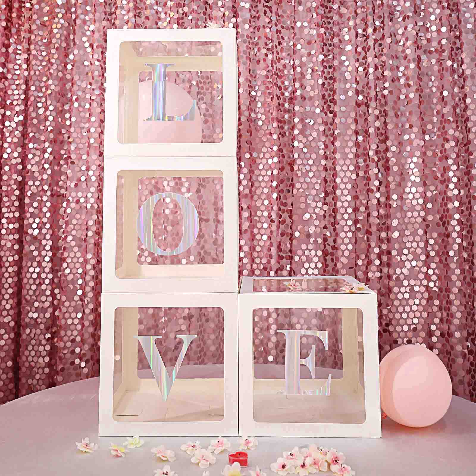 2 Pack 12 White Clear Baby Shower Party Decoration Boxes, Transparent DIY Balloon Boxes