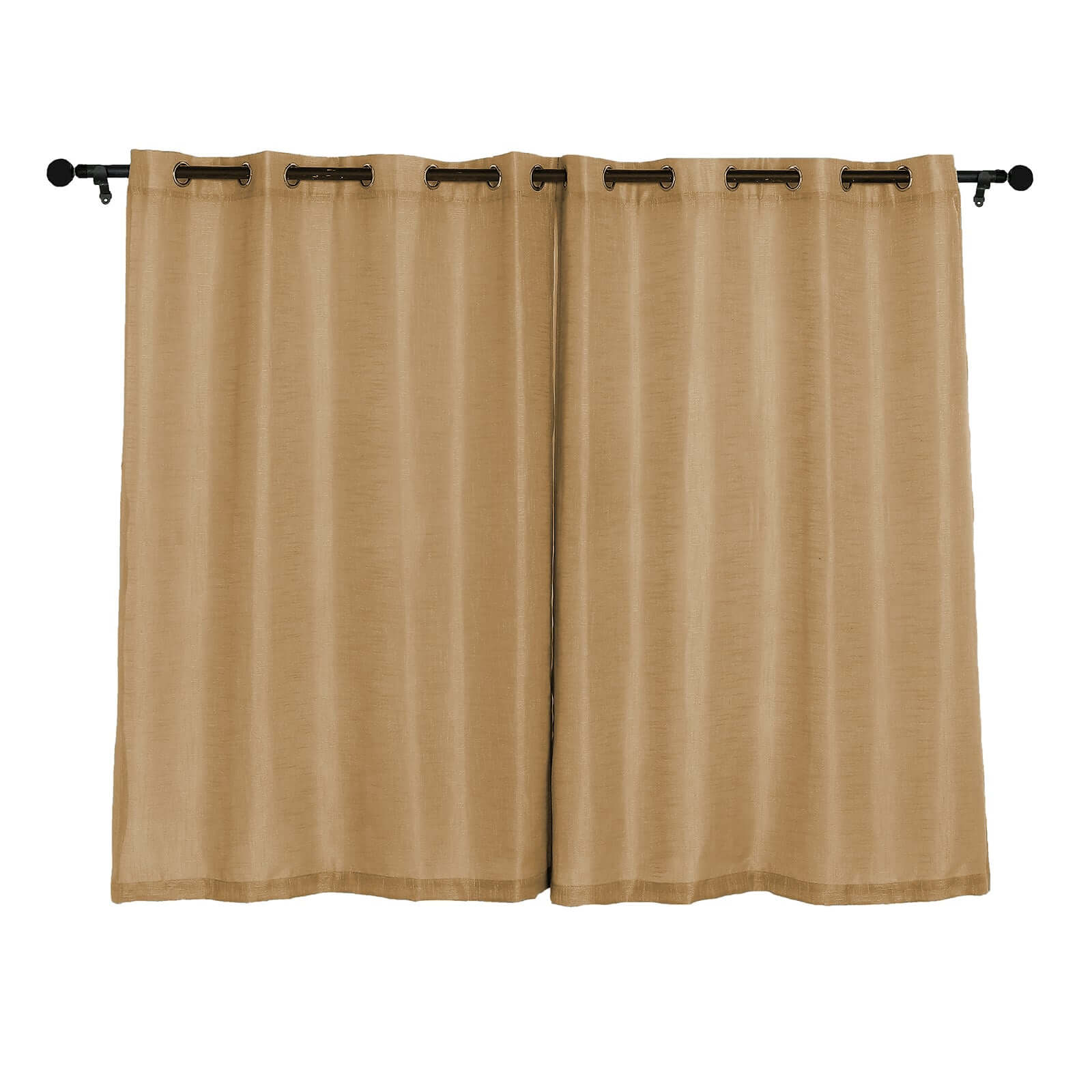 2 Pack Handmade Natural Faux Linen Curtains 52x64, Curtain Panels With Chrome Grommets