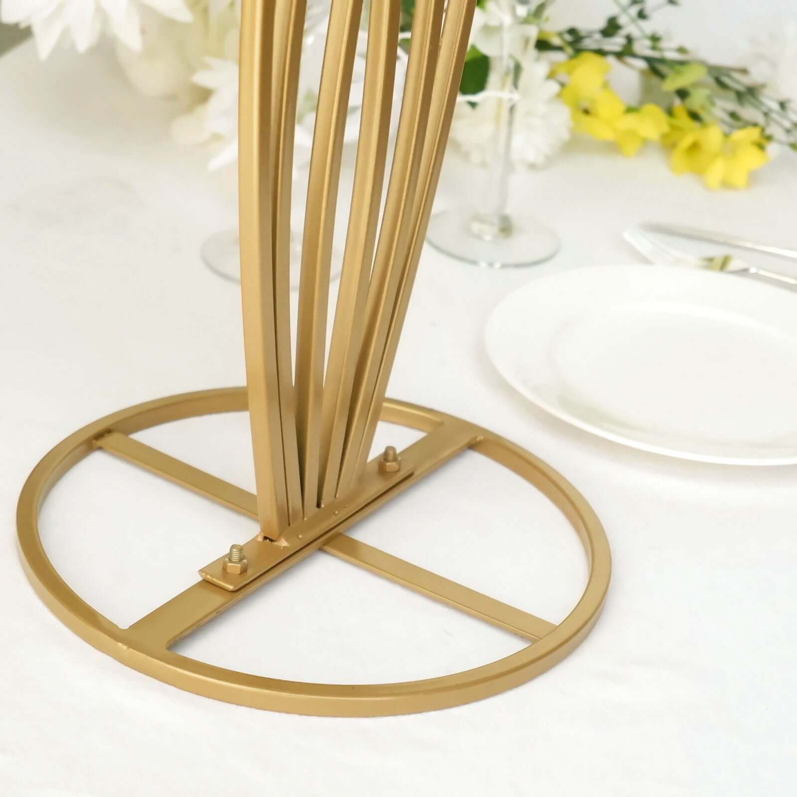 Metal Table Centerpiece Gold Mermaid Tail Design - Wedding Floral Display Flower Frame Stand 2ft