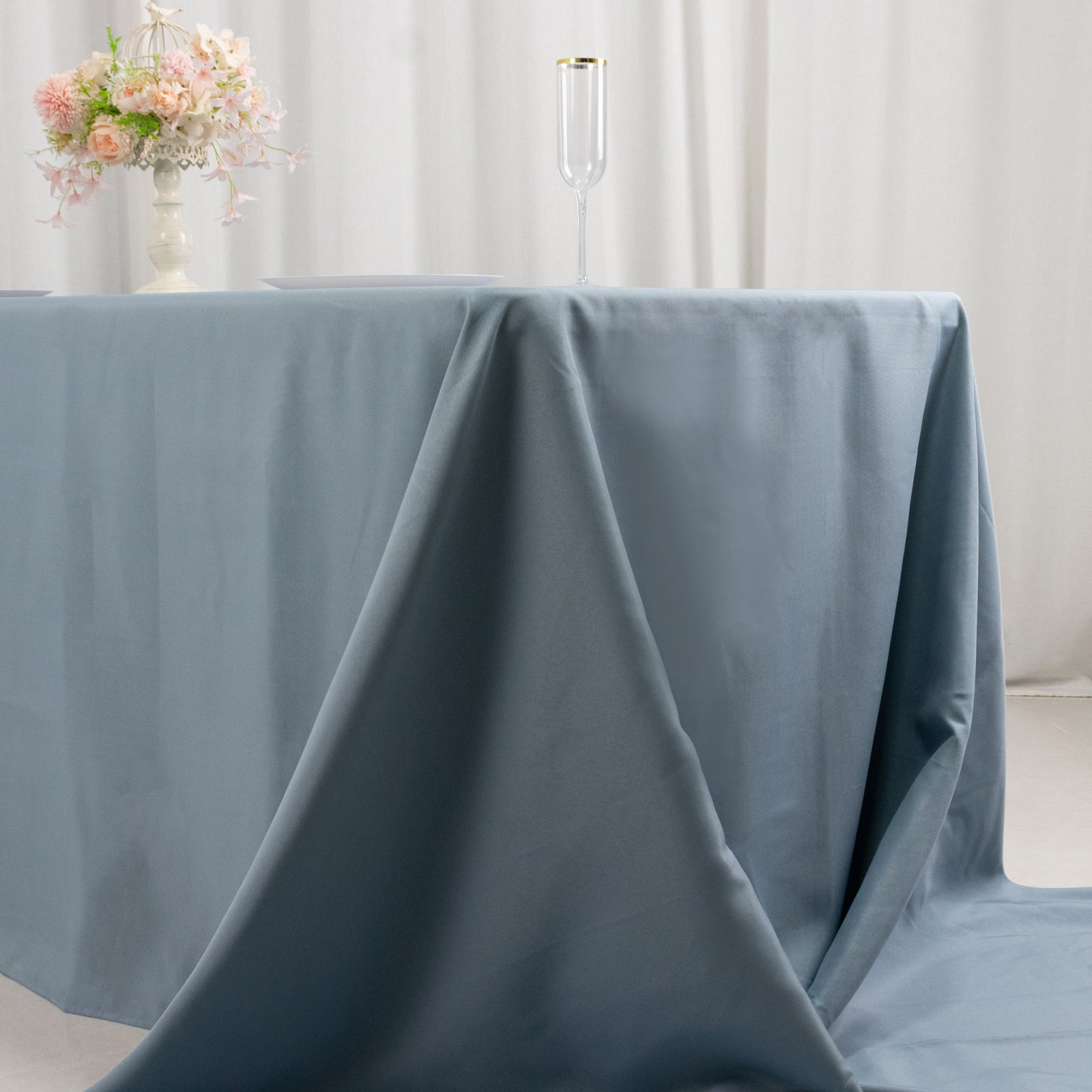 Premium Polyester 90x156 Rectangle Tablecloth Dusty Blue - Seamless 220GSM Stain-Resistant Table Cover