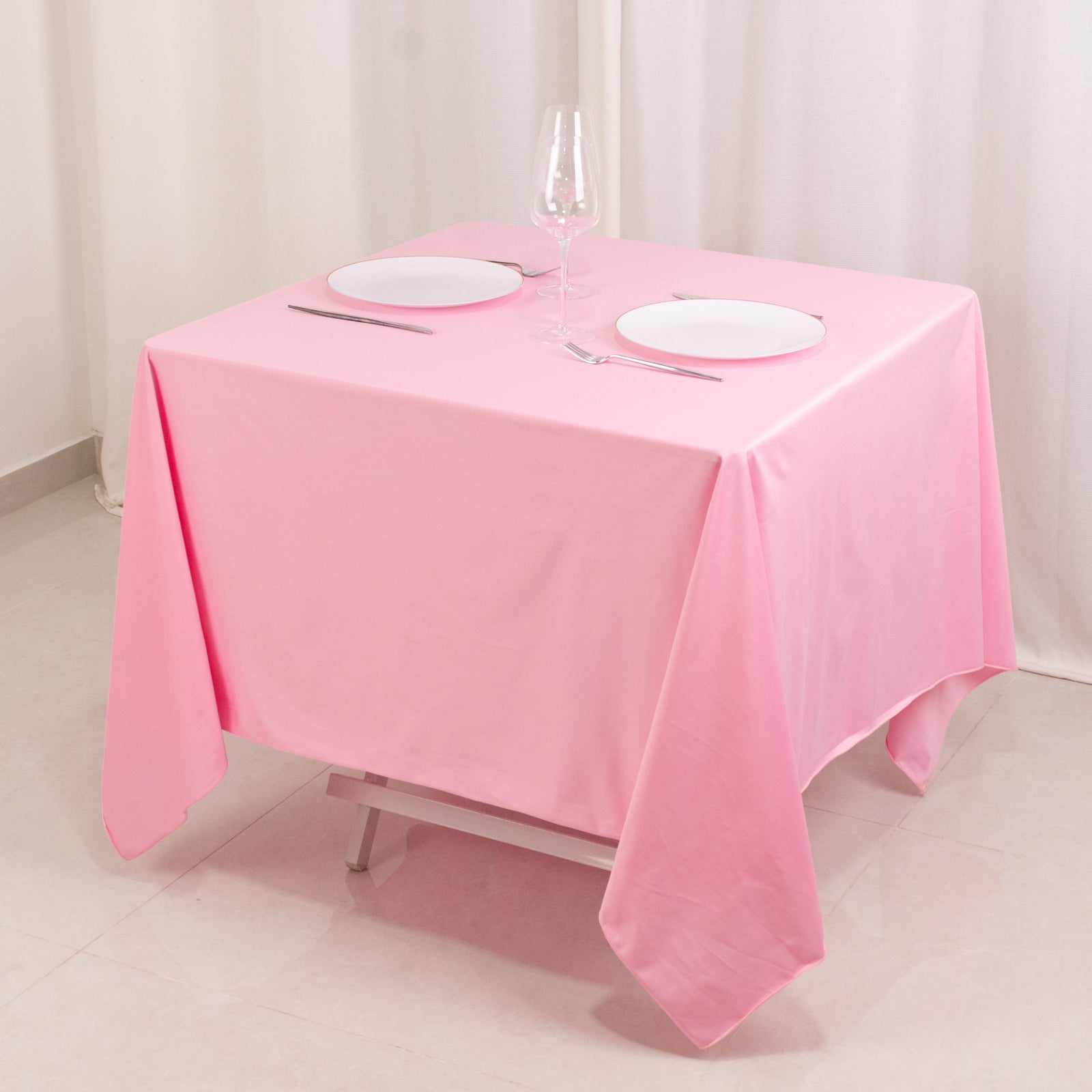 Premium Scuba Square 70x70 Tablecloth Pink - Wrinkle Free & Stain Resistant Table Cover