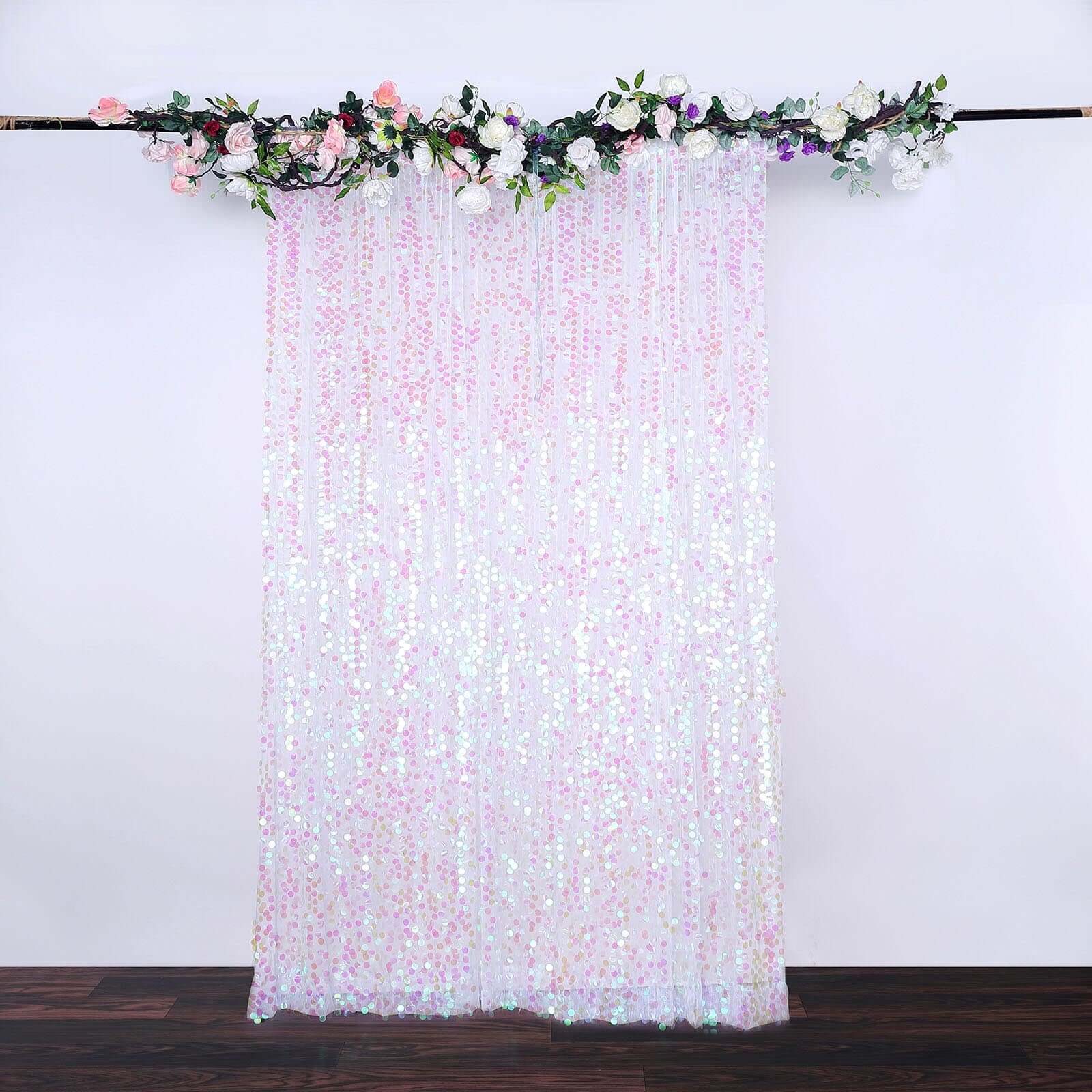 8ftx8ft Iridescent Big Payette Sequin Event Curtain Drapes, Backdrop Event Panel