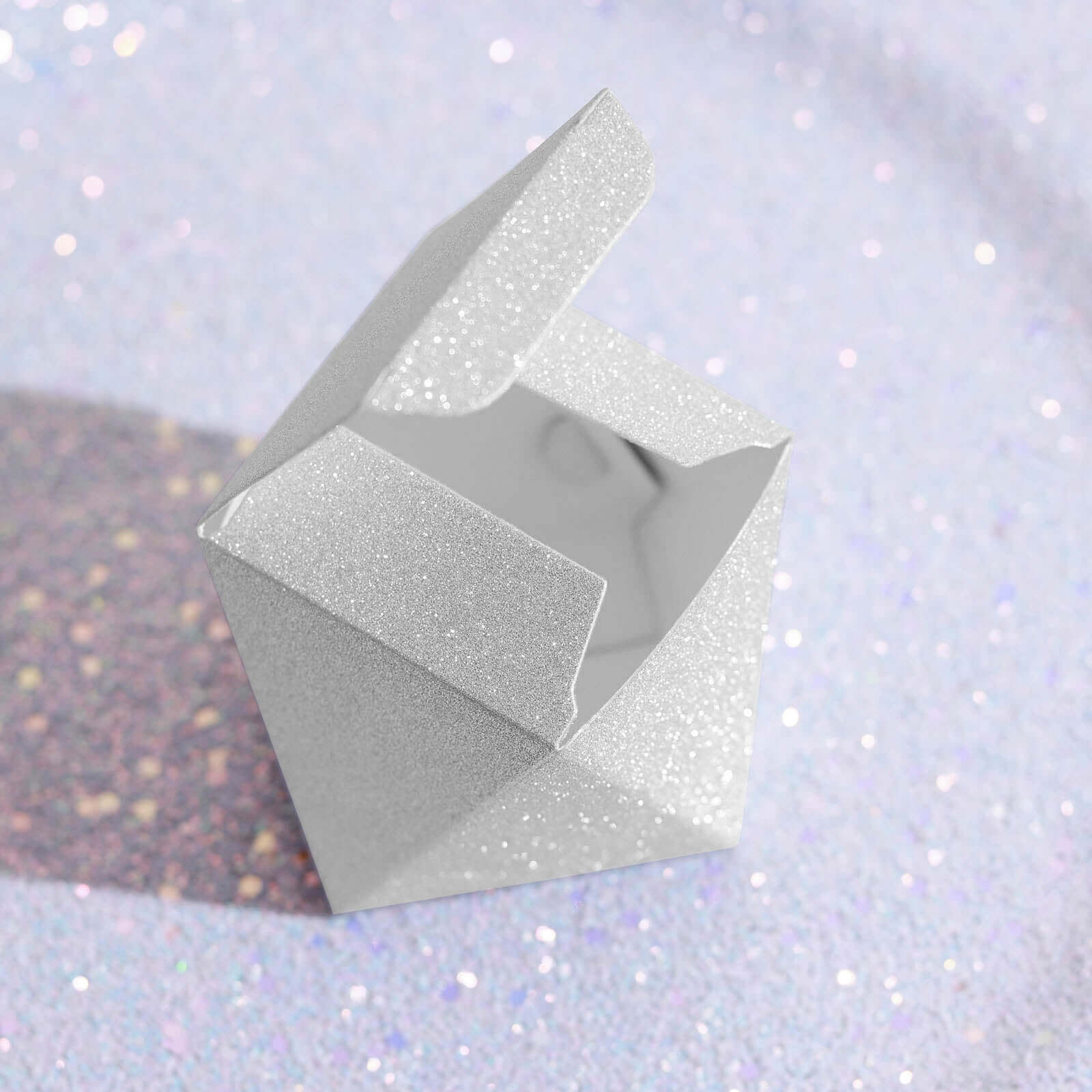 25 Pack 2x3 Geometric Silver Glitter Wedding Favor Candy Gift Box