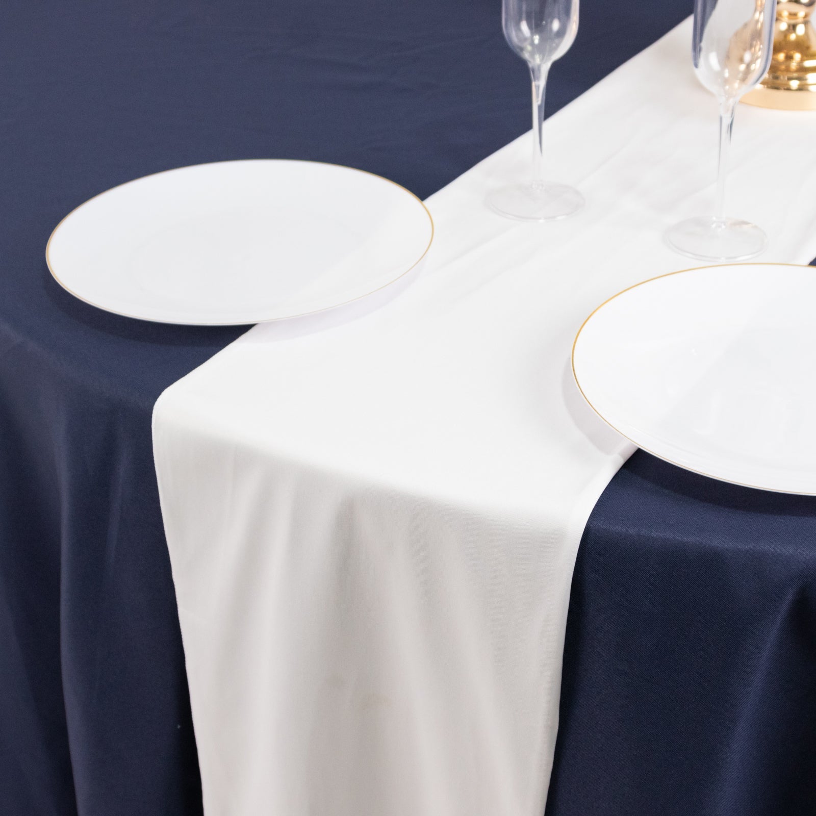 Premium Scuba Polyester 12x108 Table Runner White - Wrinkle-Free Table Linen for Events & Weddings