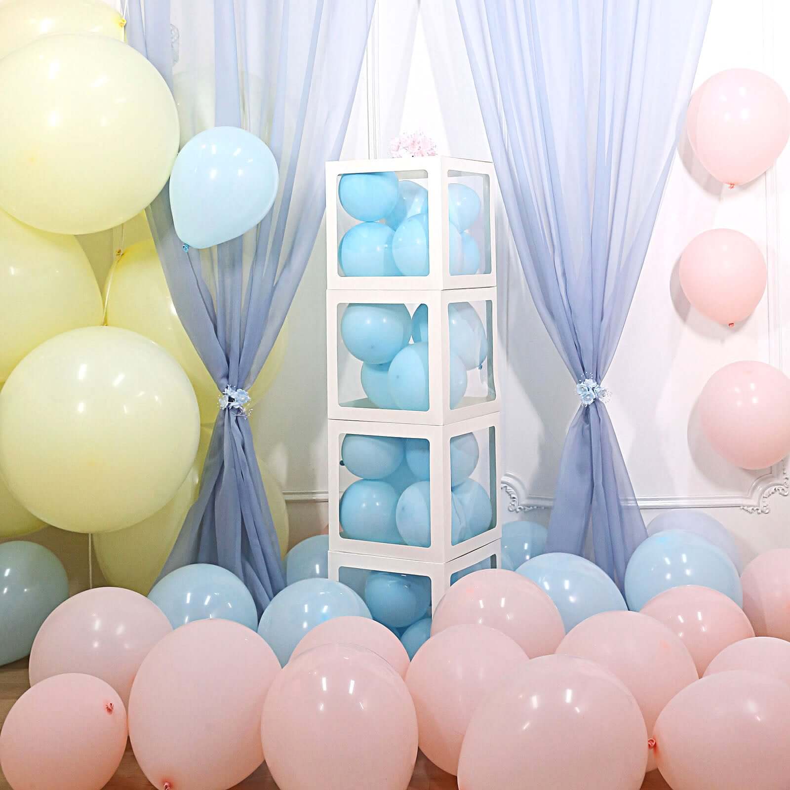 2 Pack 12 White Clear Baby Shower Party Decoration Boxes, Transparent DIY Balloon Boxes