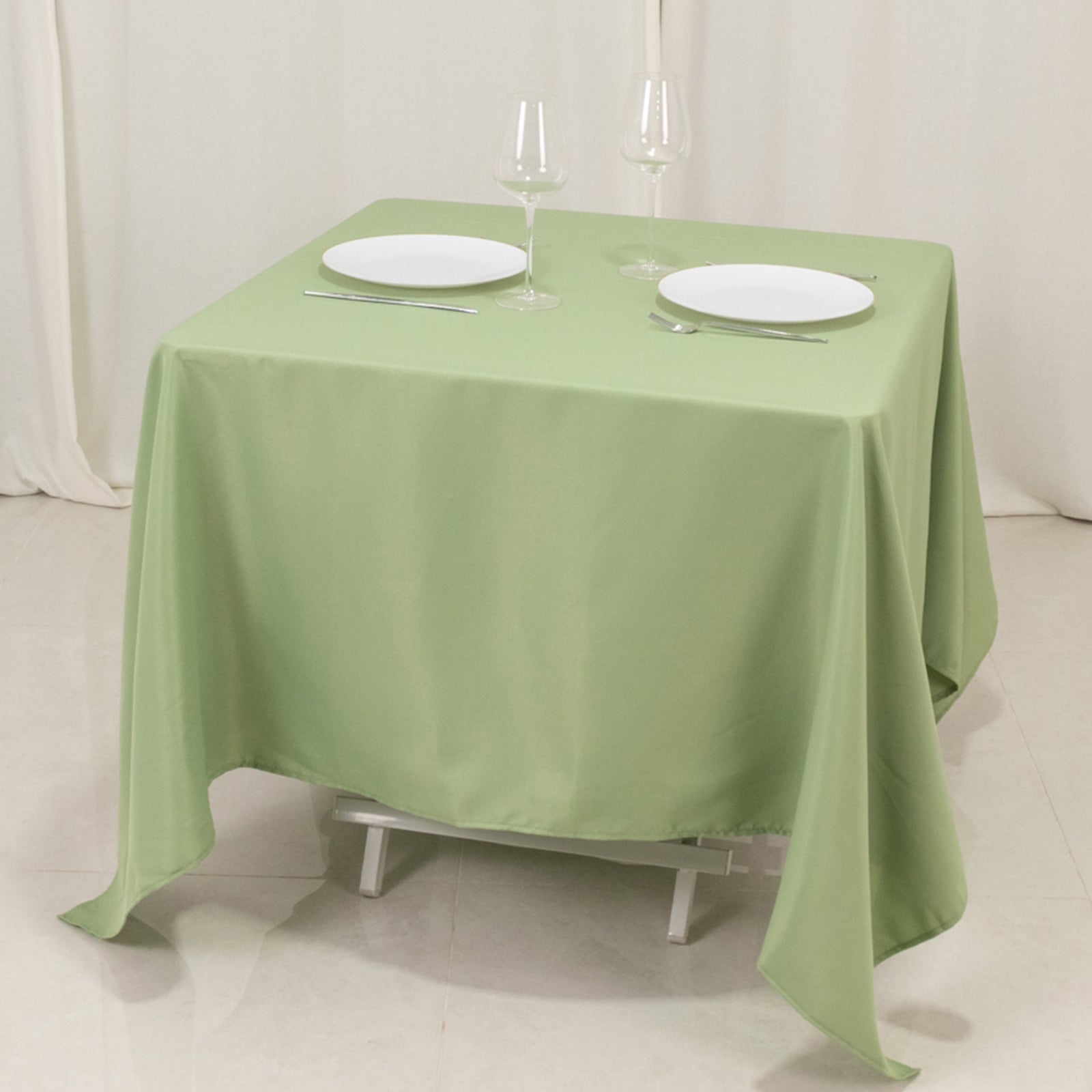 Premium Polyester Square Tablecloth 70x70 Sage Green 220GSM Wrinkle-Resistant Table Cover