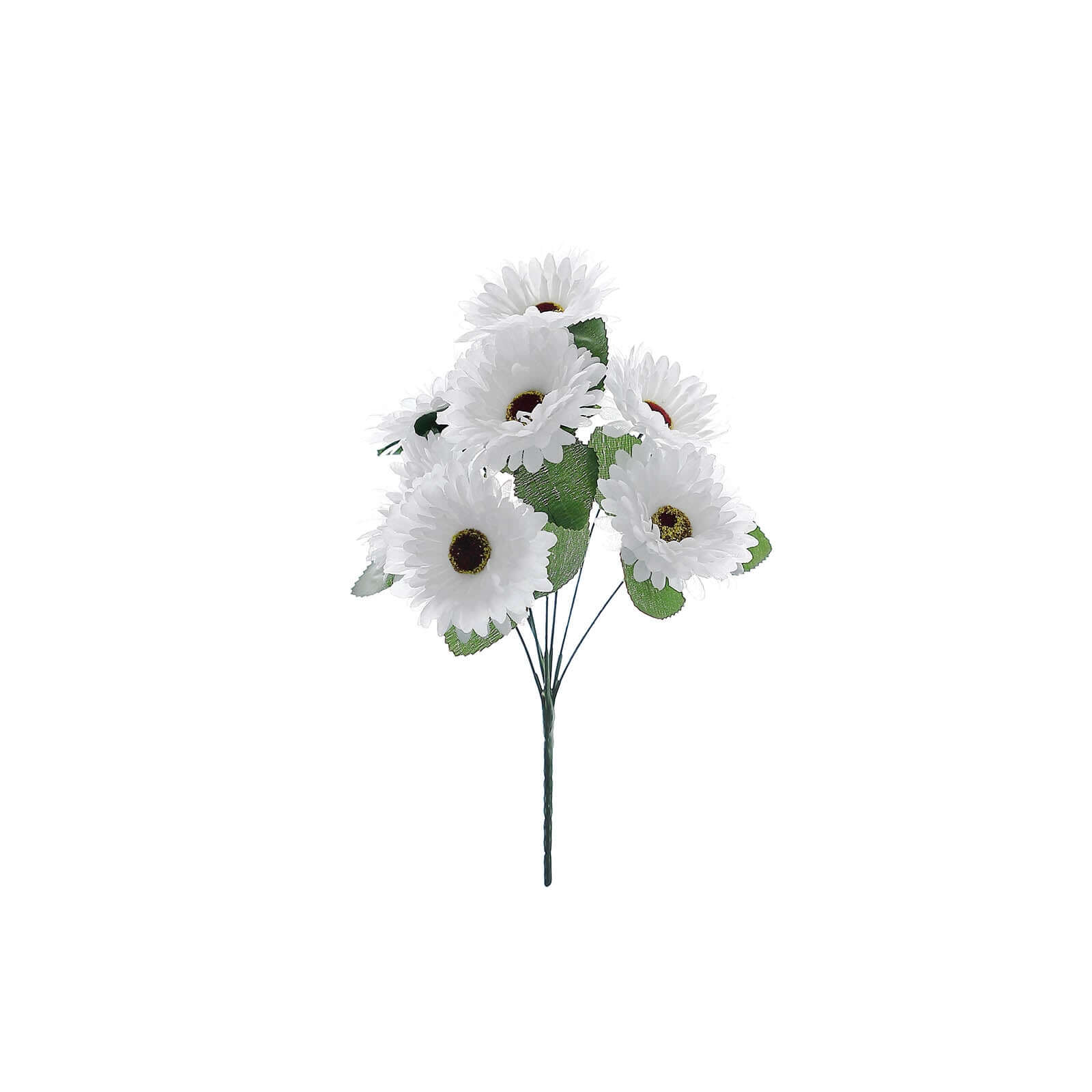 4 Bushes White Artificial Silk Gerbera Daisy Flower Bouquets, 28 Daisies