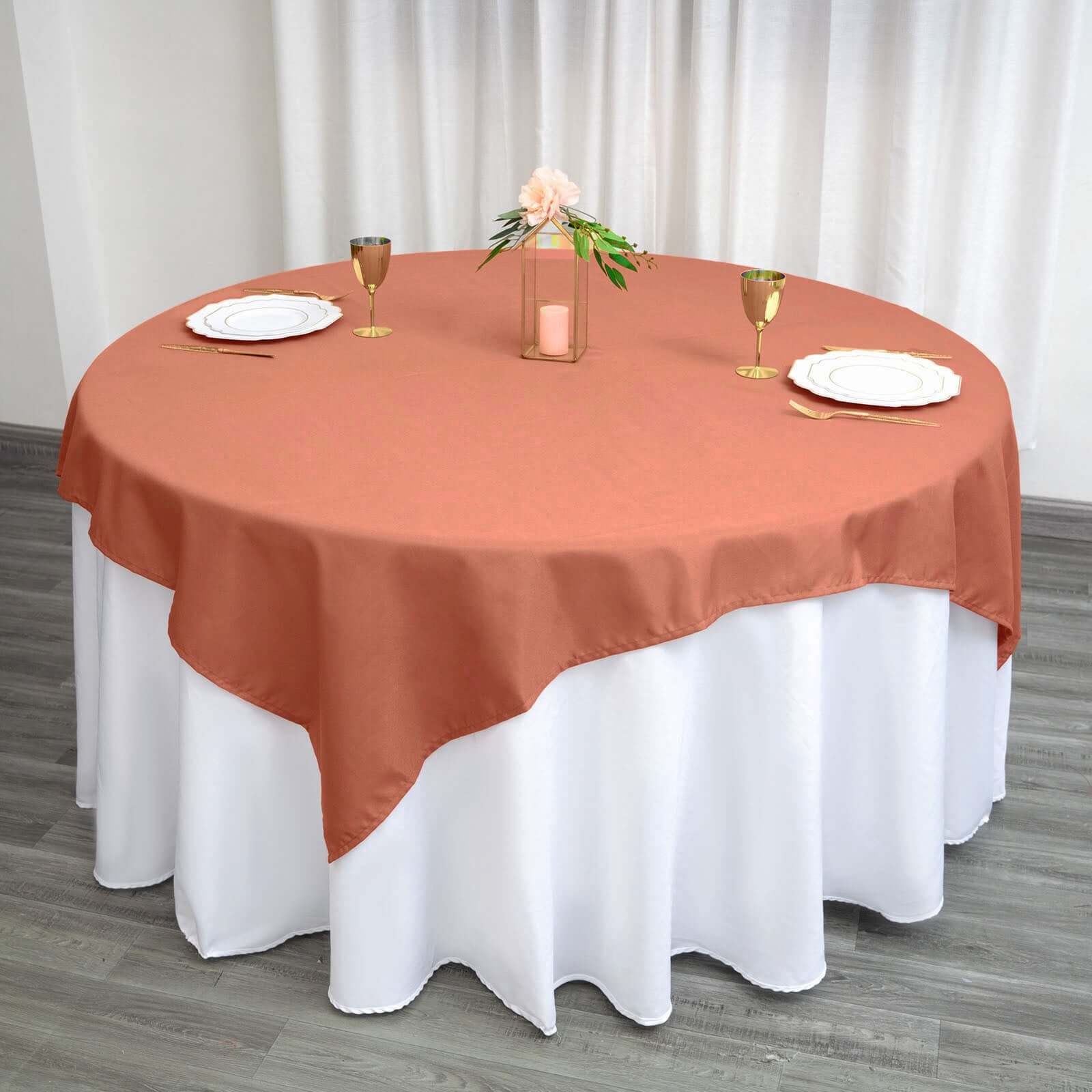 Polyester Square 70x70 Tablecloth Terracotta (Rust) - Wrinkle-Resistant & Durable Table Cover