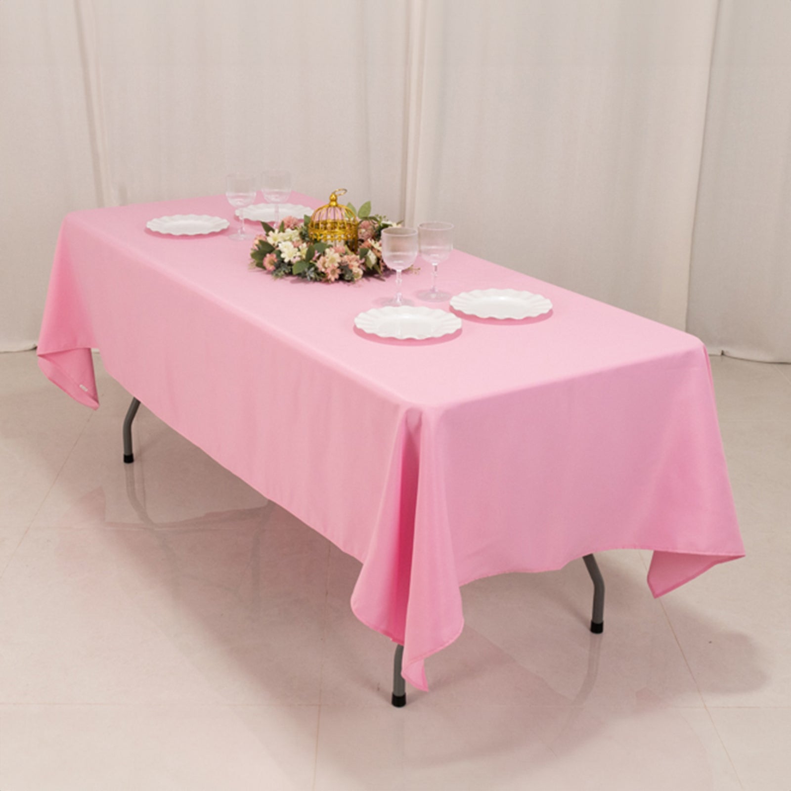 Premium Polyester 60x102 Rectangle Tablecloth Pink - Durable 220GSM Wrinkle-Resistant Table Cover