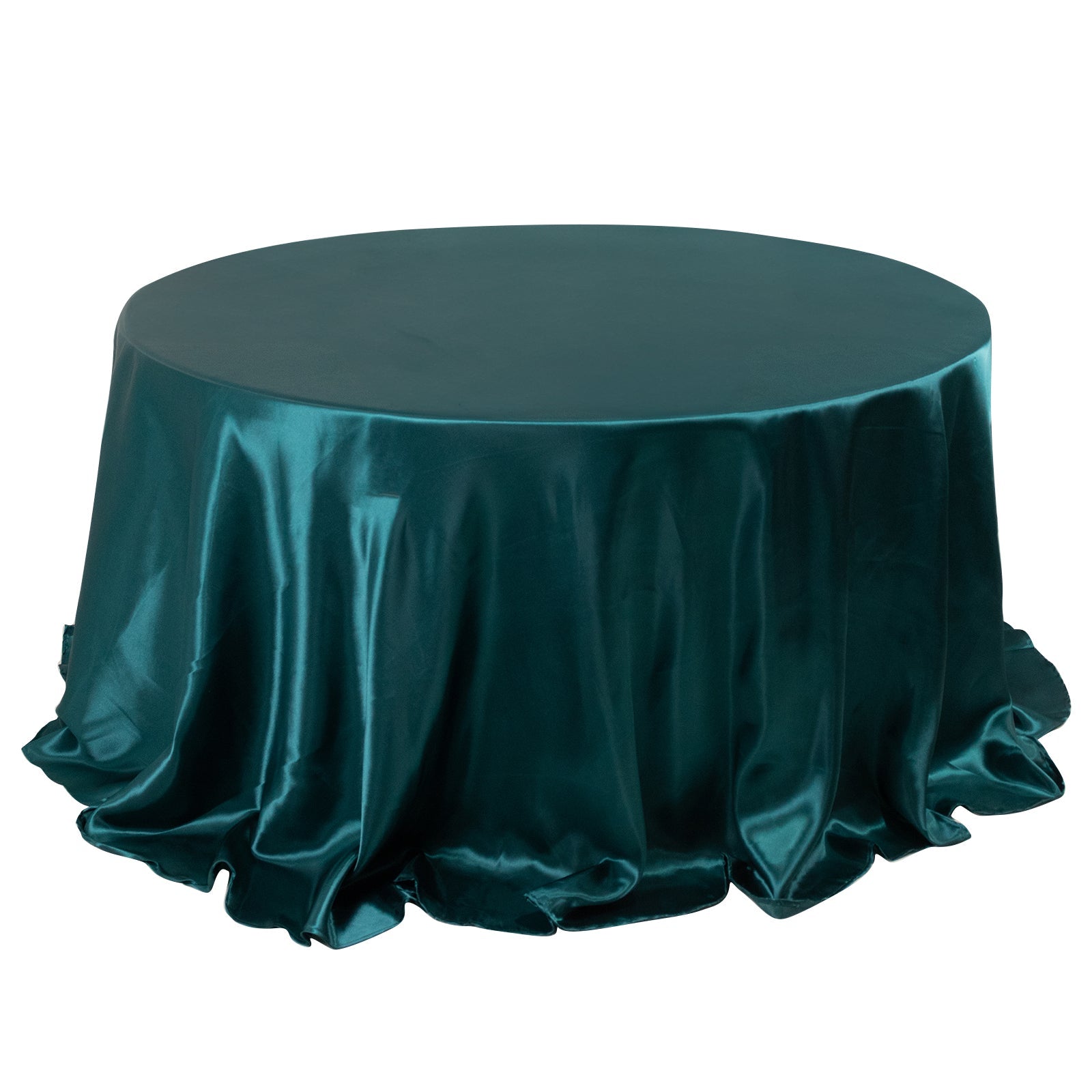 Satin 132 Round Tablecloth Peacock Teal - Stylish Seamless Table Cover