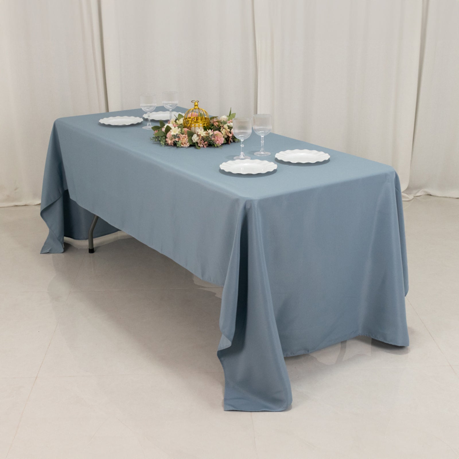 Premium Polyester 60x126 Rectangle Tablecloth Dusty Blue - Stain-Resistant 220GSM Finish Table Cover