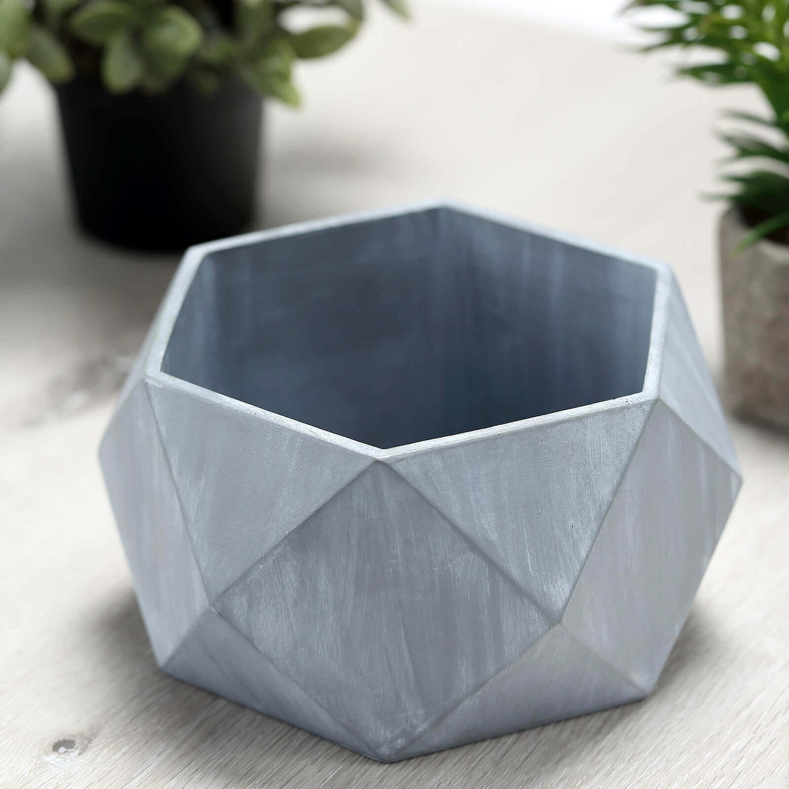 Geometric Planter Mini Cement Design Gray Finish - Concrete Succulent Flower Pot 7