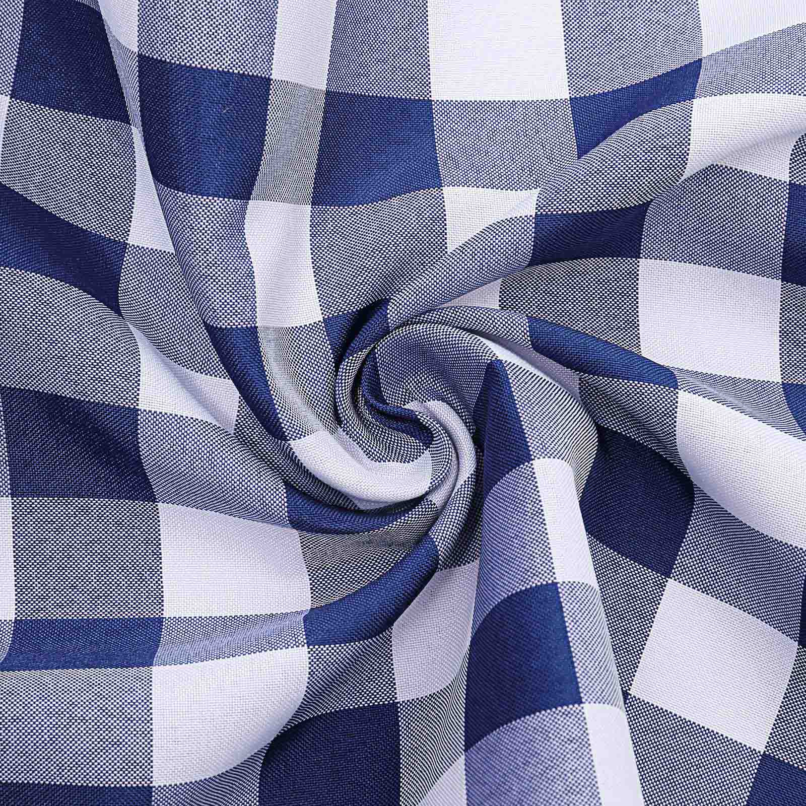 Polyester 60x102 Rectangle Tablecloth White/Navy Blue - Checkered Buffalo Plaid Table Cover