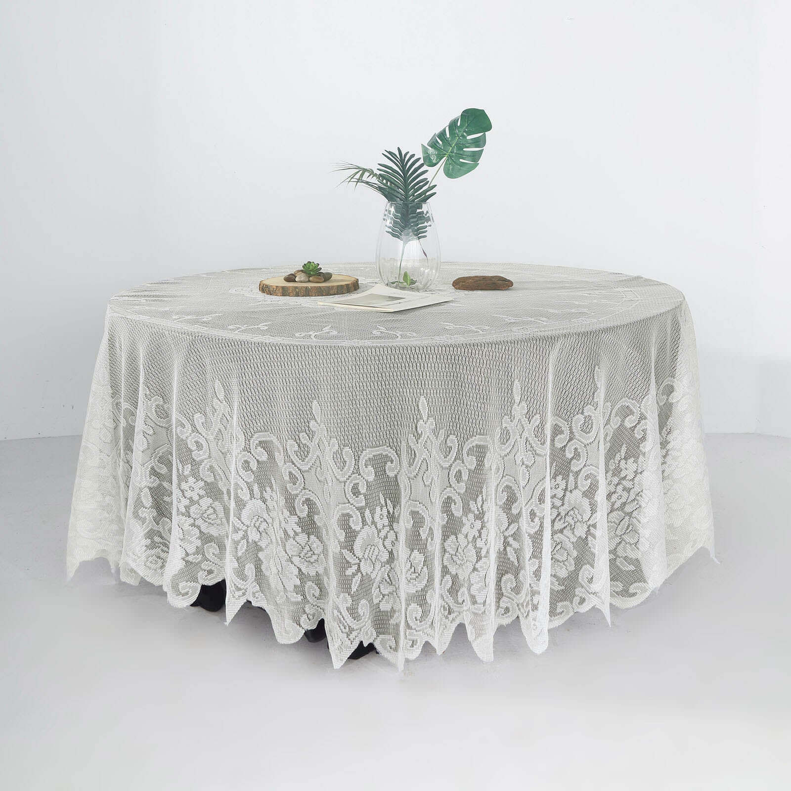 Lace 108 Round Tablecloth Ivory - Premium Design for Formal Table Settings