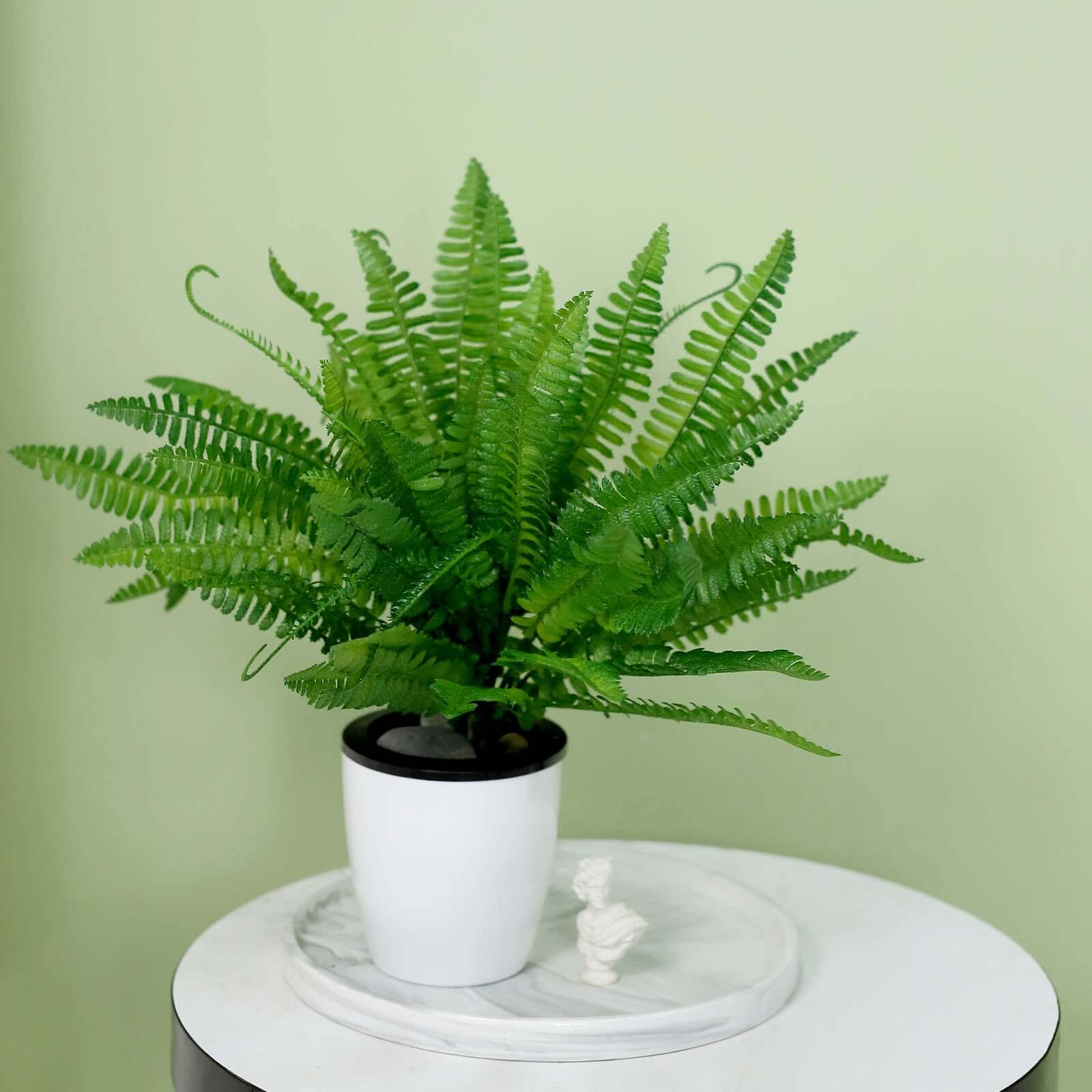 2 Stems 18 Green Artificial Boston Fern Leaf Plant Indoor Faux Spray