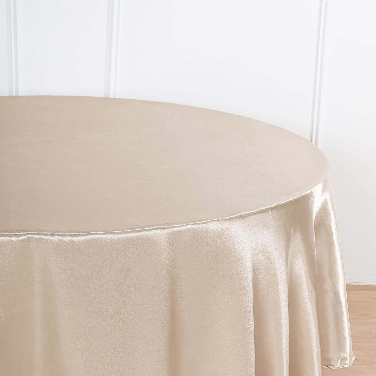 Satin 90 Round Tablecloth Beige - Smooth and Lustrous Table Cover