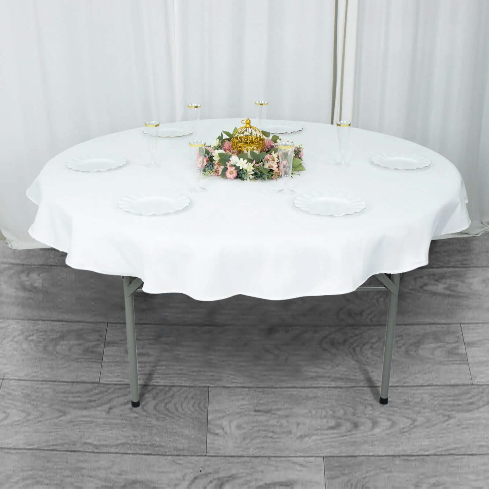 Premium Polyester 70 Round Tablecloth White - Stain and Wrinkle-Resistant 220GSM Table Cover for Weddings & Events