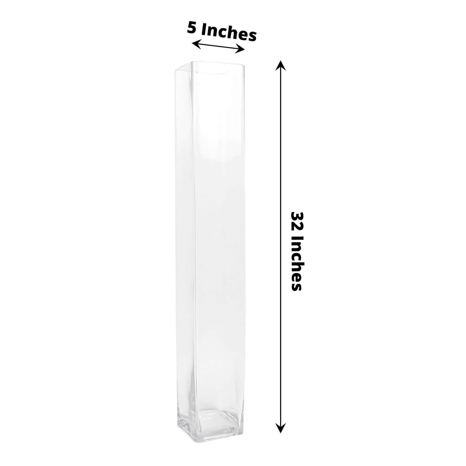 2-Pack Glass Cylinder Vases Square Clear - Durable Heavy Duty Floral Centerpieces for Weddings 32