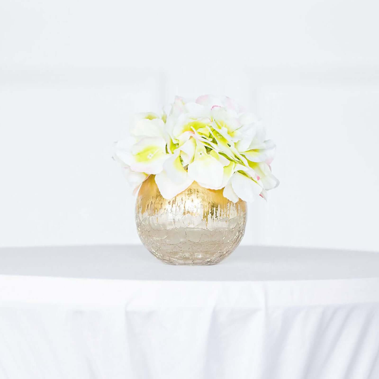 Glass Bud Vase Gold Foiled Crackle Bubble Bowl - Classy Floral Centerpiece for Weddings 4