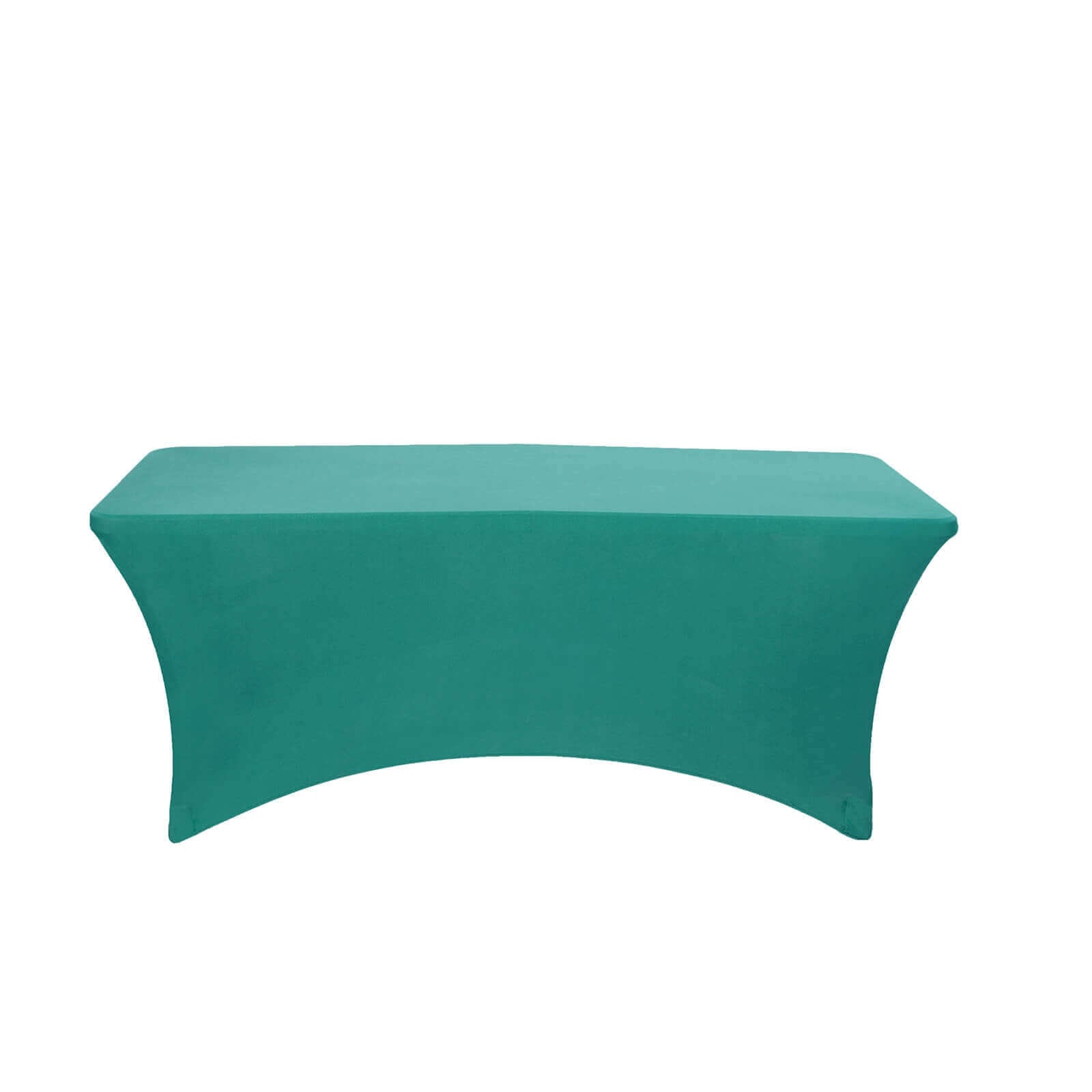 Stretch Spandex 6ft Rectangle Tablecloth Peacock Teal - Durable Form-Fitting Table Cover
