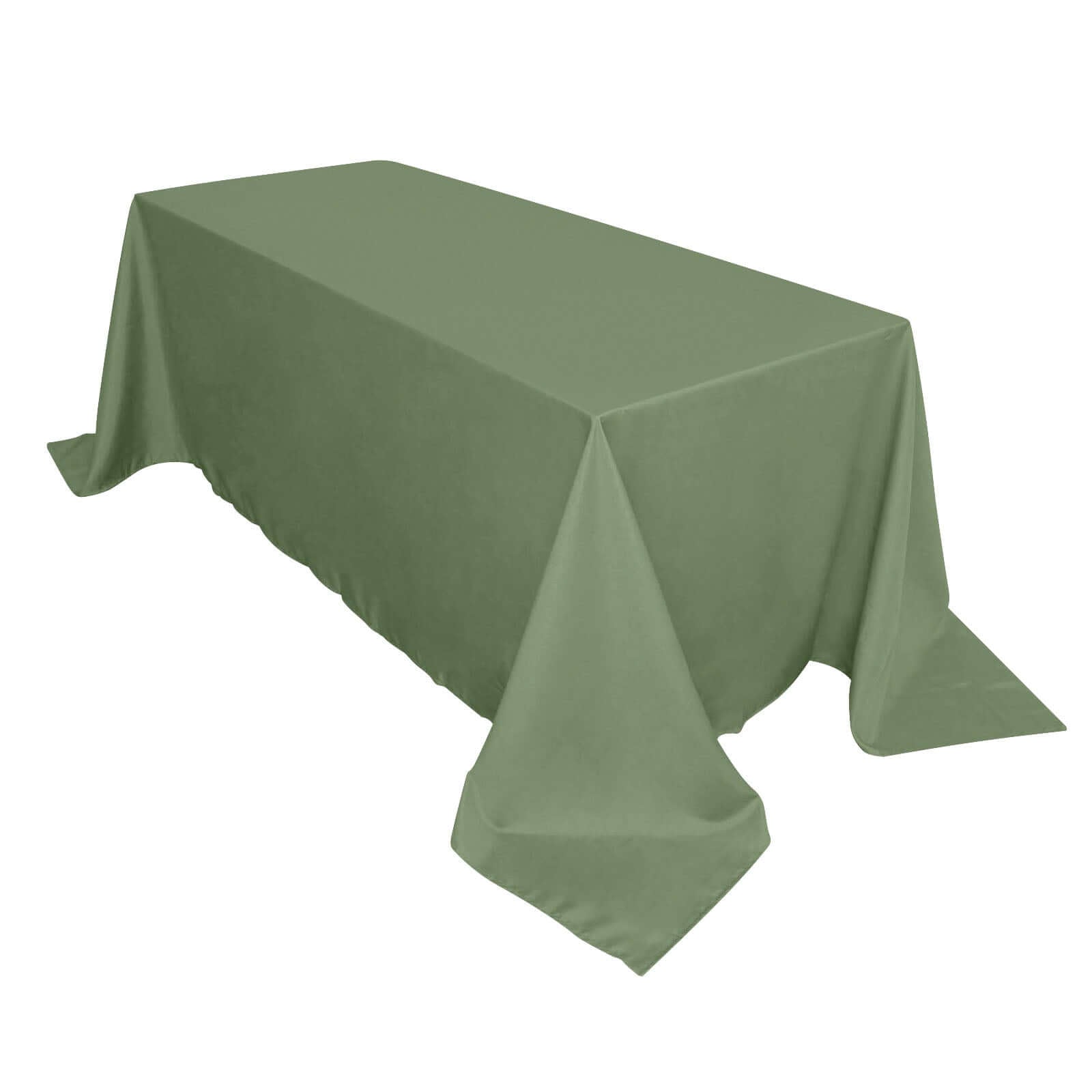 Polyester 90x132 Rectangle Tablecloth Olive Green - Seamless Wrinkle-Resistant Table Cover