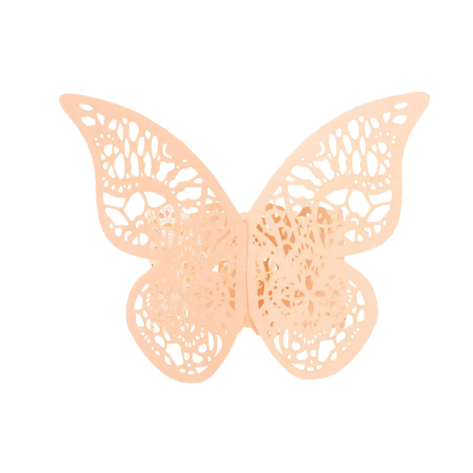 12-Pack Paper Napkin Rings Laser Cut Butterfly Blush Shimmery - Decorative Serviette Holders