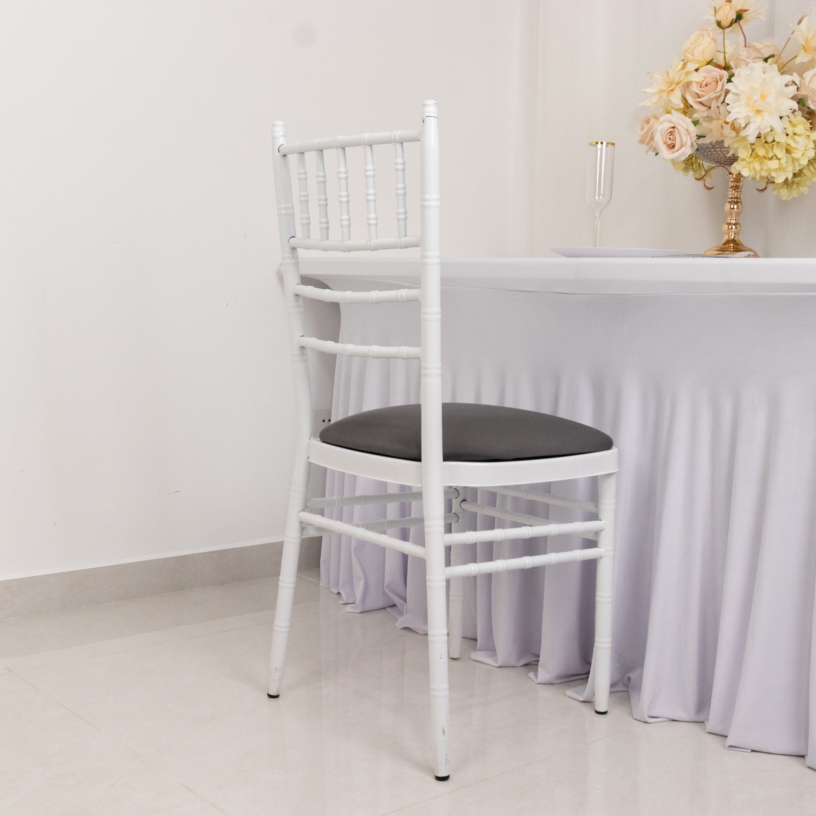 5 Pack Spandex Seat Pad Slipcovers for Chiavari Chairs Charcoal Gray - Washable Stretch Fitted Design for Dining Chairs
