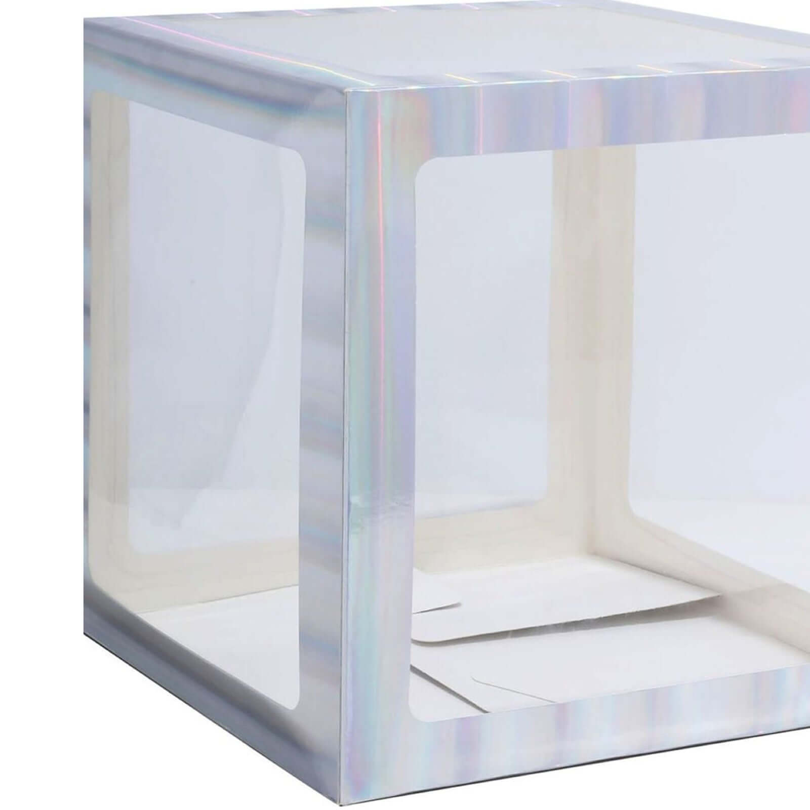 2 Pack 12 Iridescent Clear Baby Shower Party Decoration Boxes, Transparent DIY Balloon Boxes