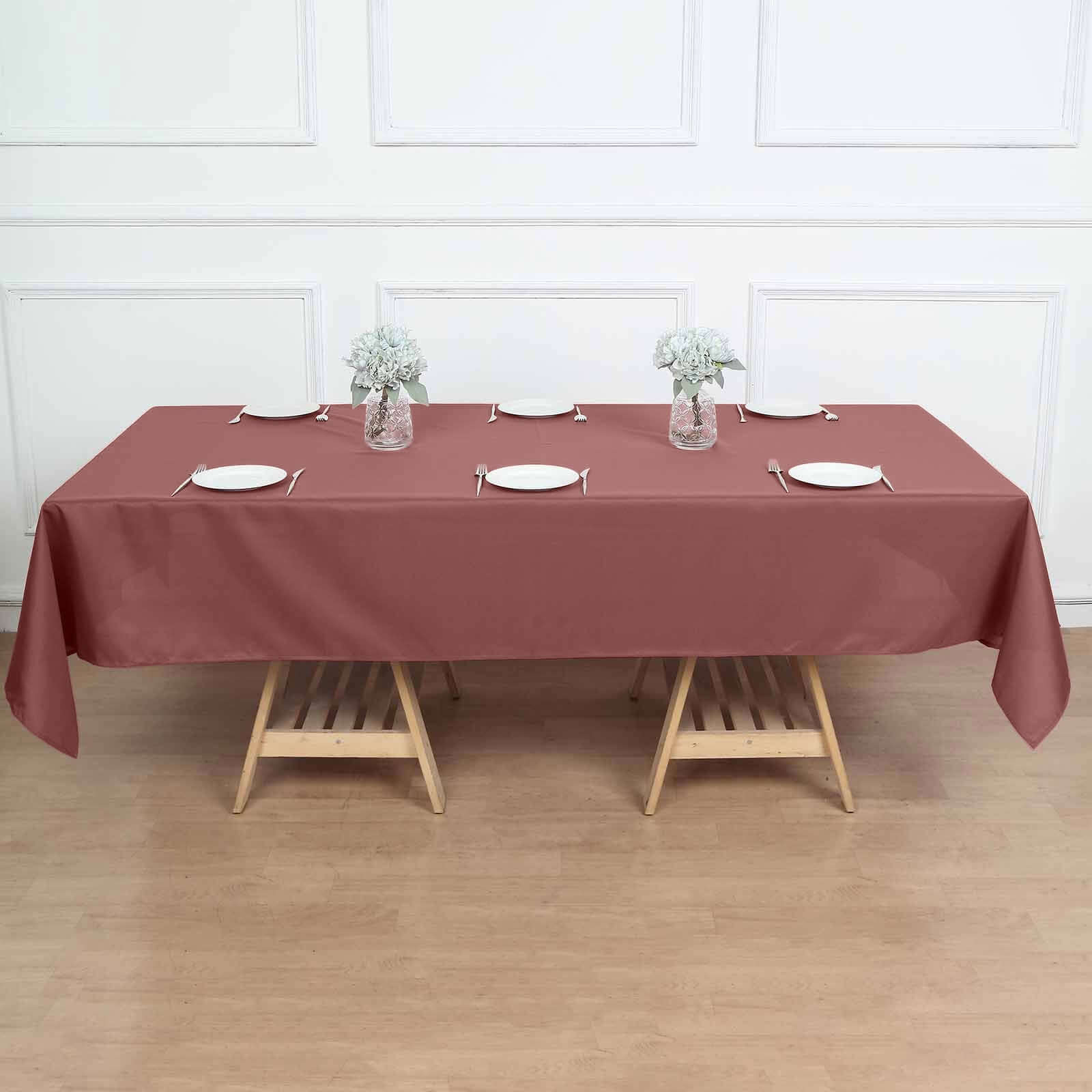 Polyester 60x102 Rectangle Tablecloth Cinnamon Rose - Durable and Stylish Table Cover