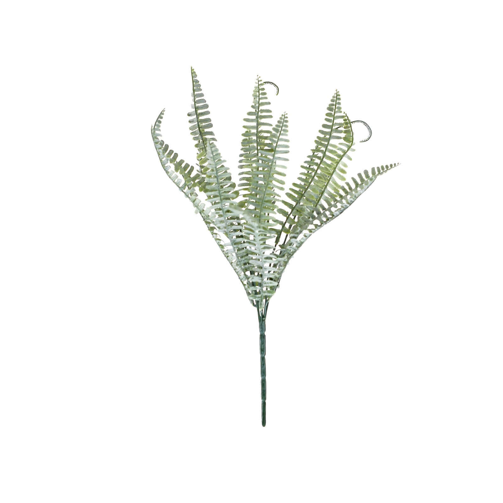 2 Stems Frosted Green Artificial Boston Fern Leaf Plant Indoor Spray