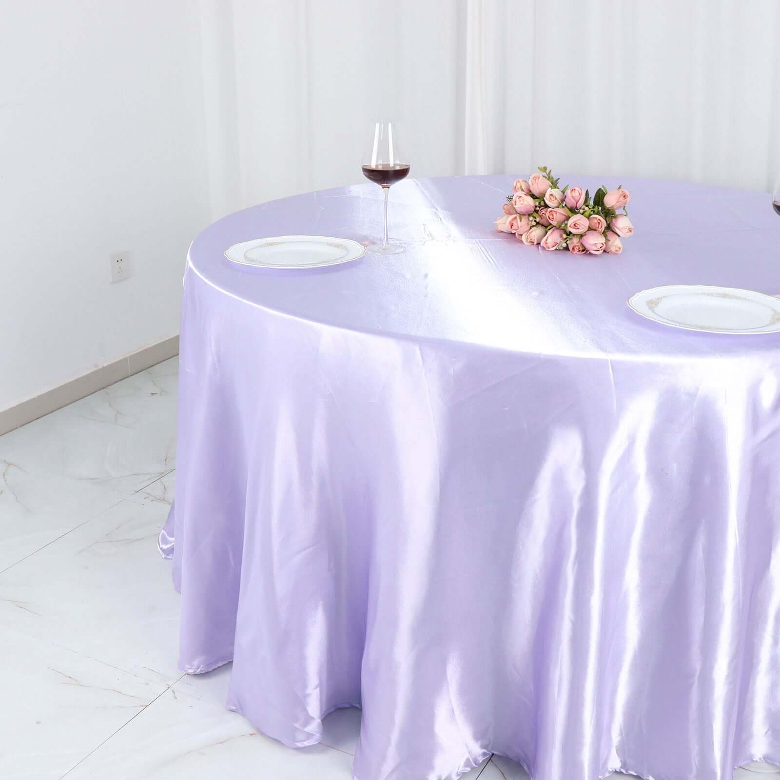 Satin 120 Round Tablecloth Lavender Lilac - Stylish Seamless Table Cover