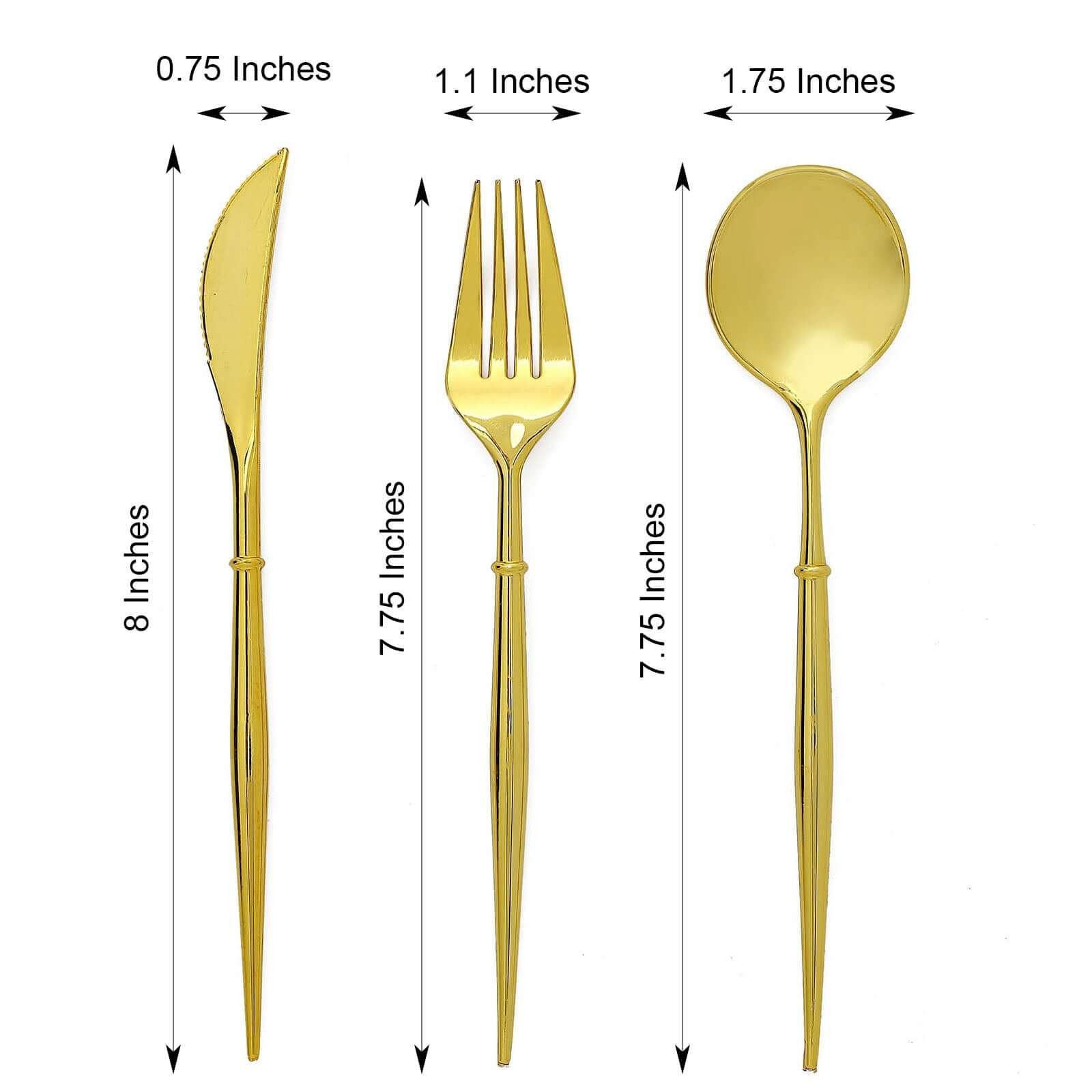 24-Pack Plastic Flatware Set in Gold - Heavy Duty Disposable Modern Silverware 8