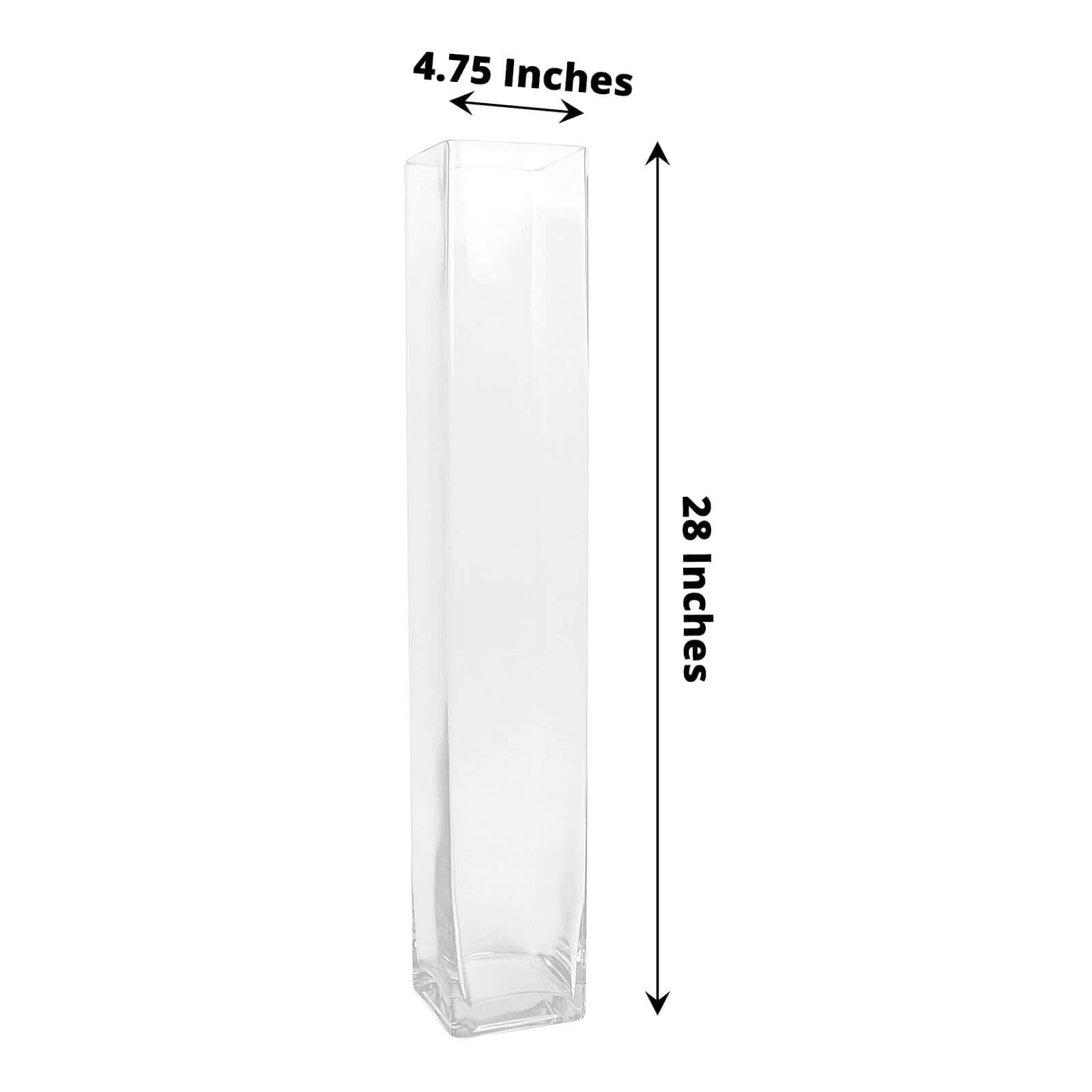 2-Pack Glass Cylinder Vases Square Clear - Durable Heavy Duty Floral Centerpieces for Weddings 28