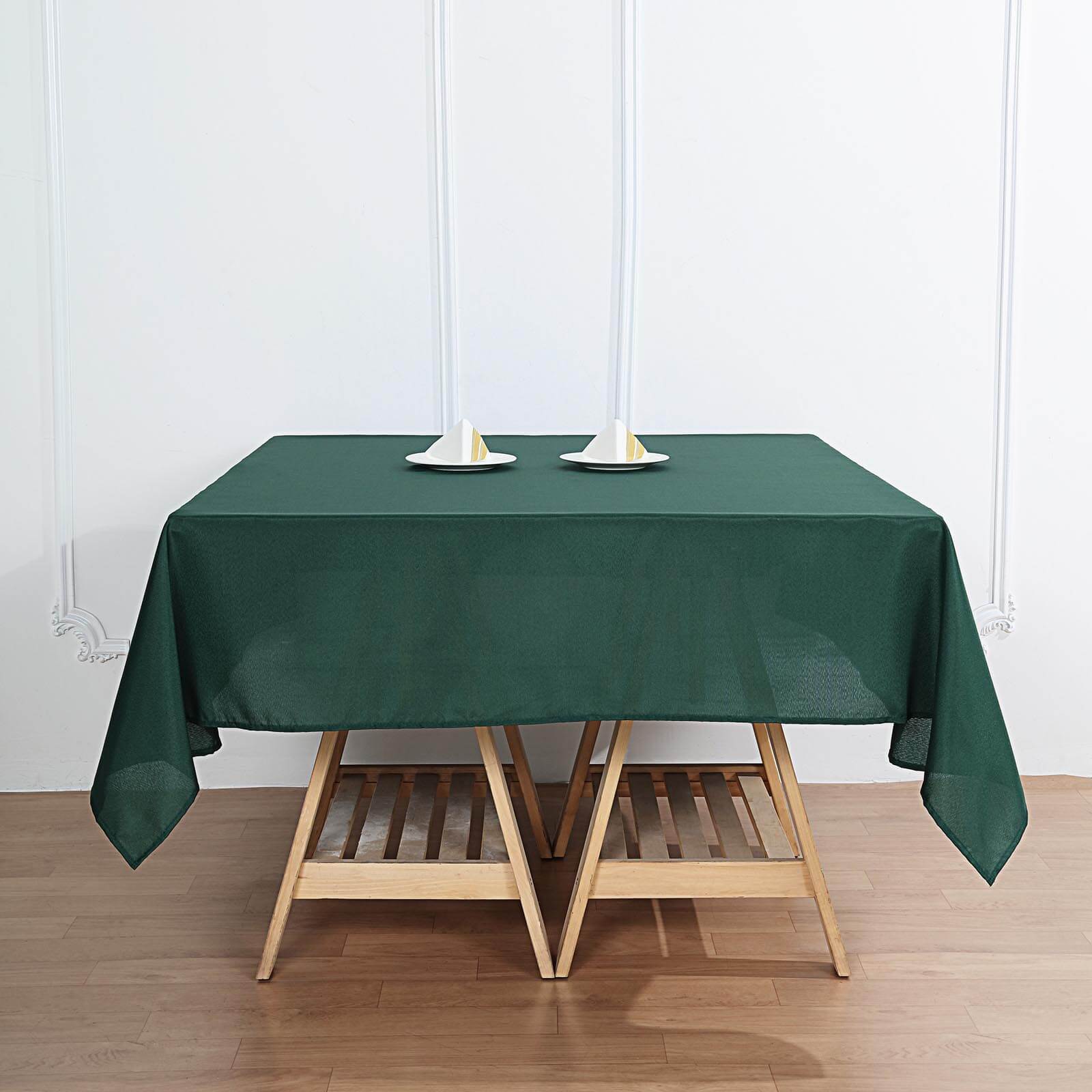 Polyester Square 54x54 Tablecloth Hunter Emerald Green - Wrinkle-Resistant & Durable Table Cover