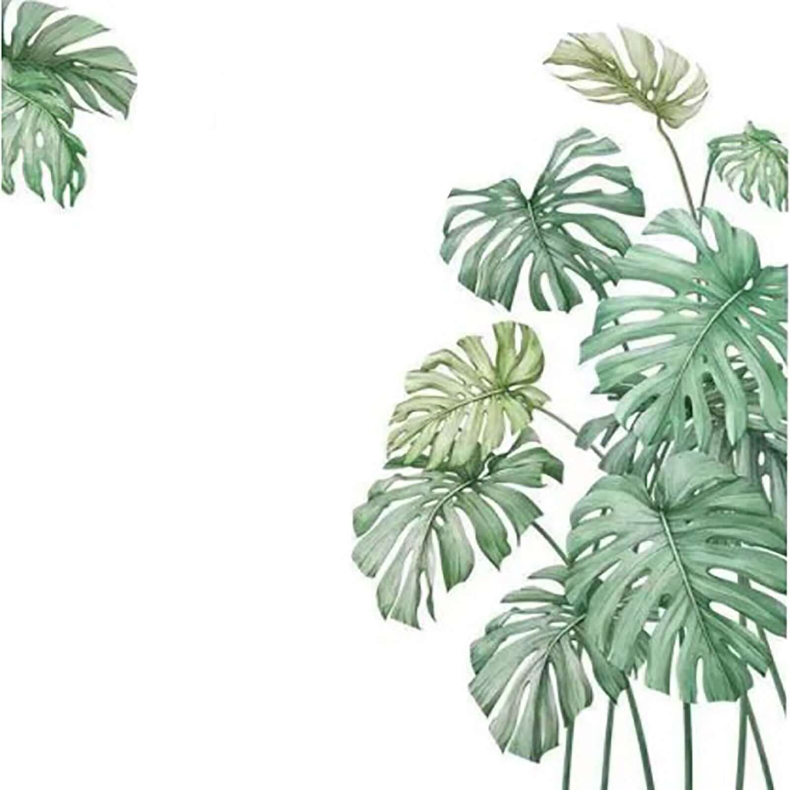 Green Tropical Palm Leaves Wall Decals, Plant Peel Removable Stickers