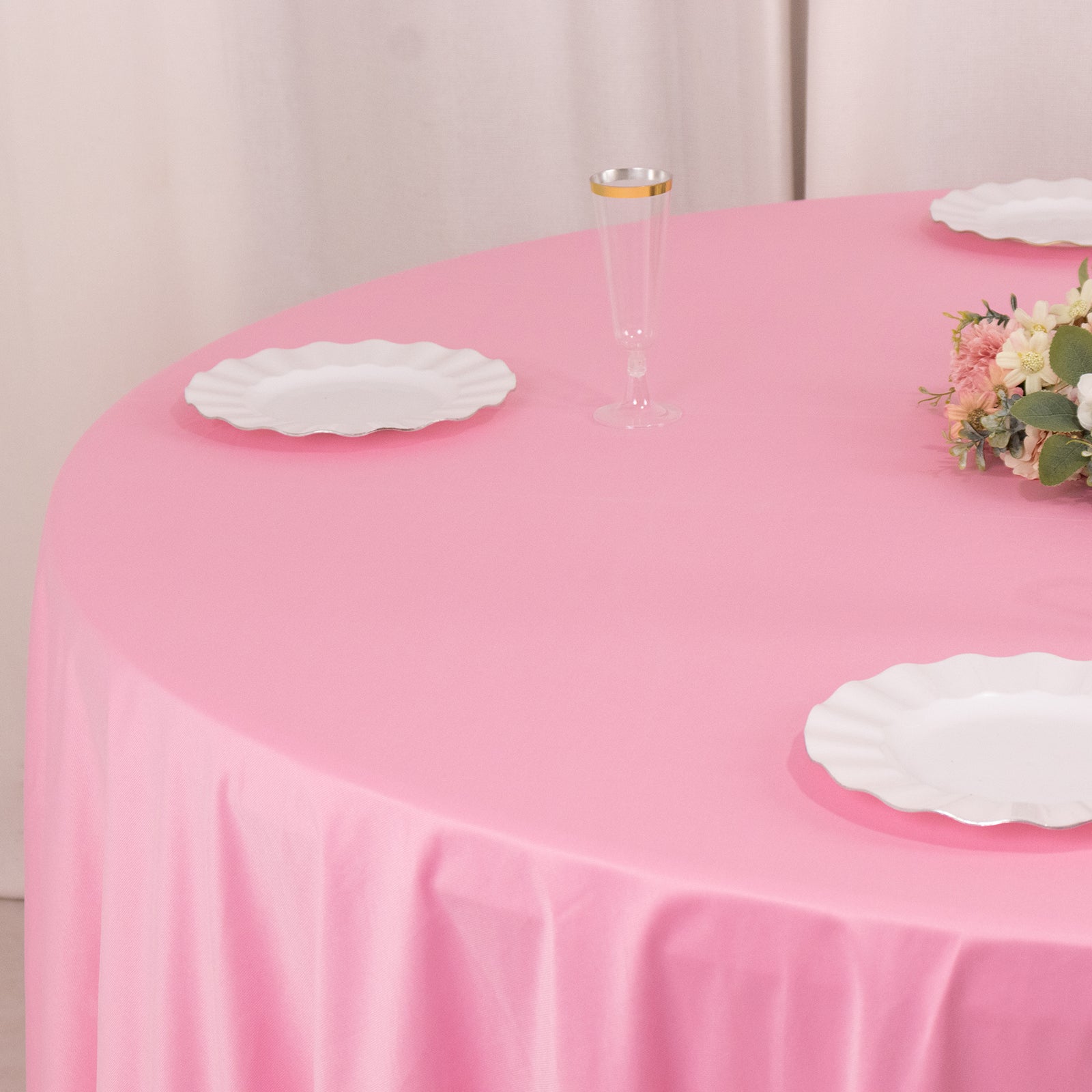 Premium Scuba Round 108 Tablecloth Pink - Wrinkle Free & Stain Resistant Table Cover